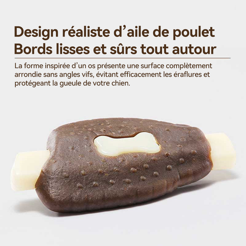 BLINKIT Jouet à mâcher en forme d’aile de poulet en cuir de vachette et nylon pour chiens - 15 × 8 × 3 cm