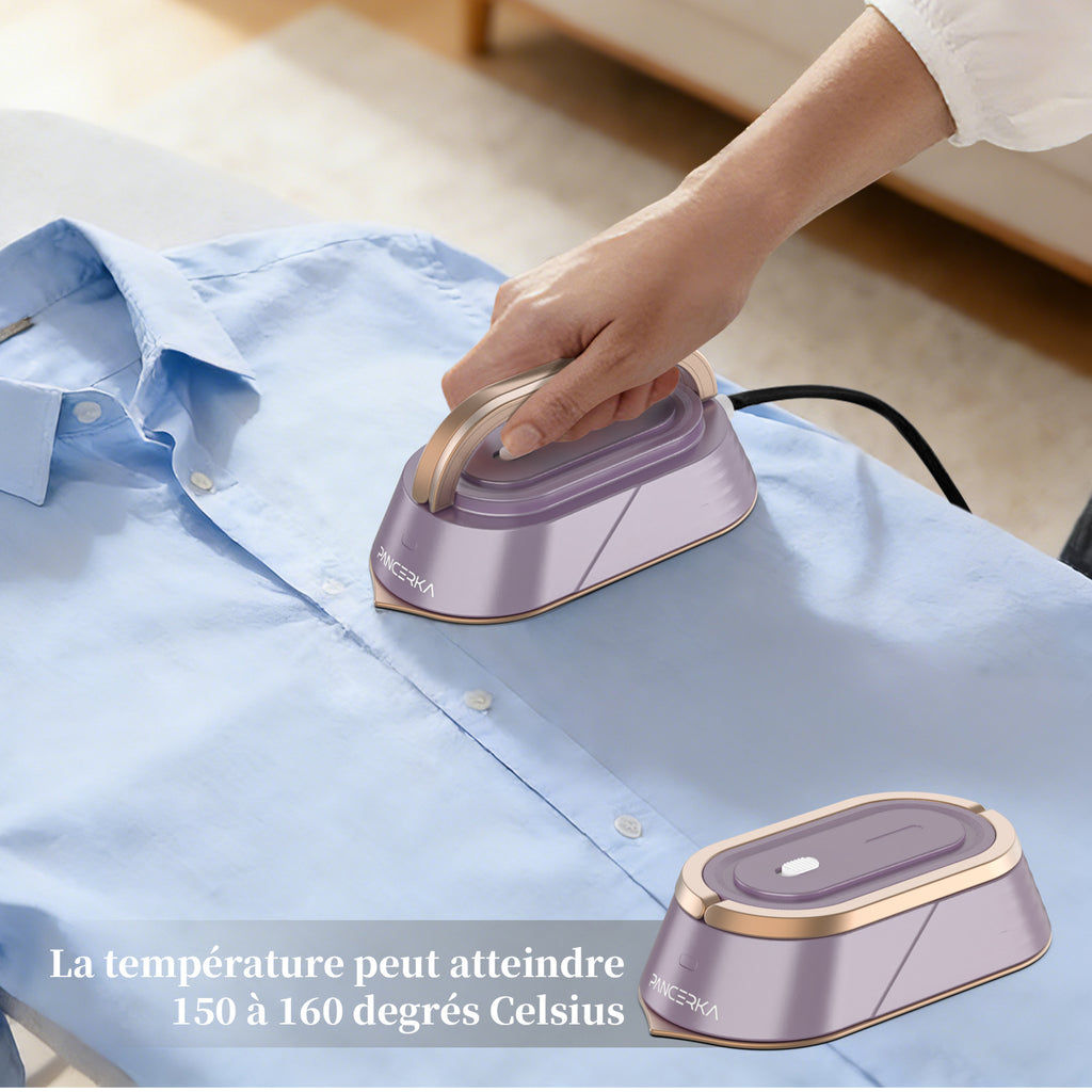 PANCERKA Défroisseur vapeur portable 400 W, 110–240 V à large plage de tension, chauffe rapide, fer à repasser vapeur léger et maniable, finition mate en ABS de qualité supérieure