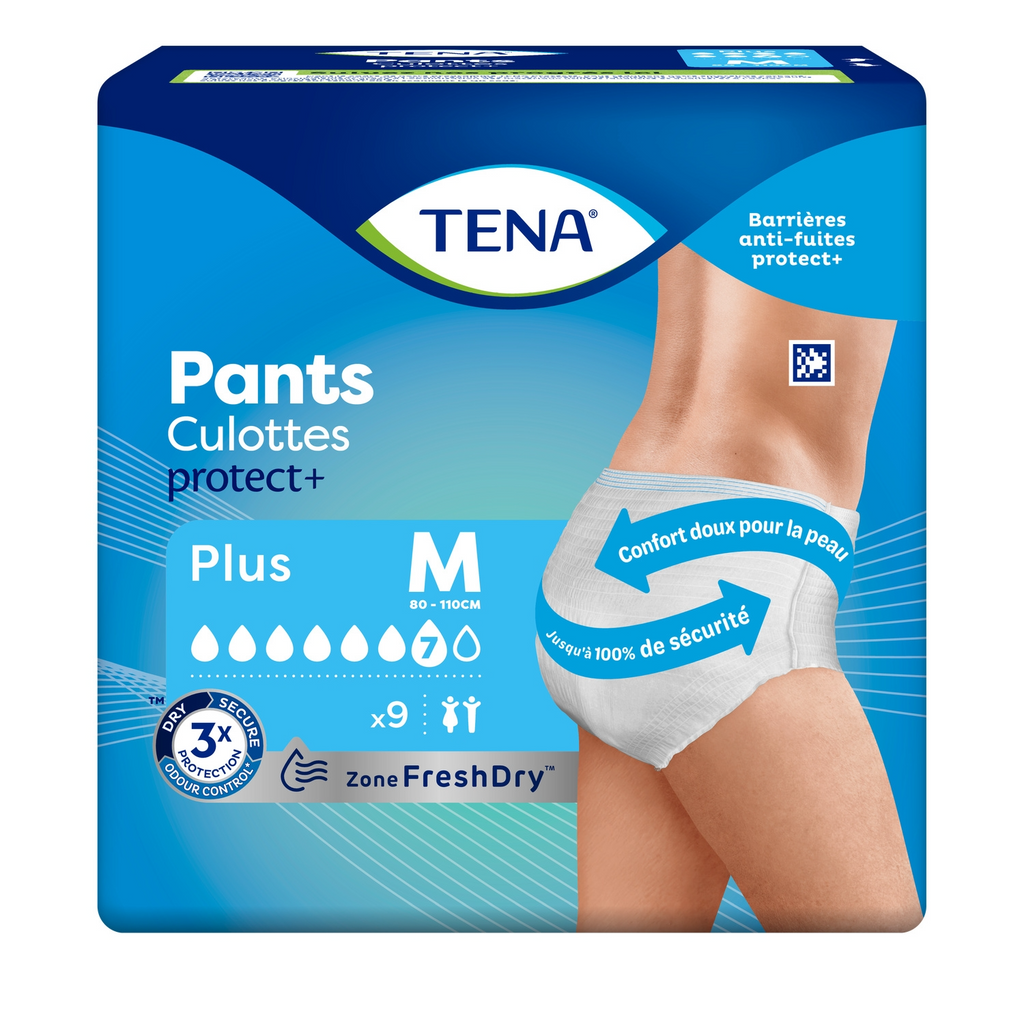 Tena Culottes Taille M, Unisexe, Sous-vêtements Absorbants Jetables pour Incontinence, Lot de 9