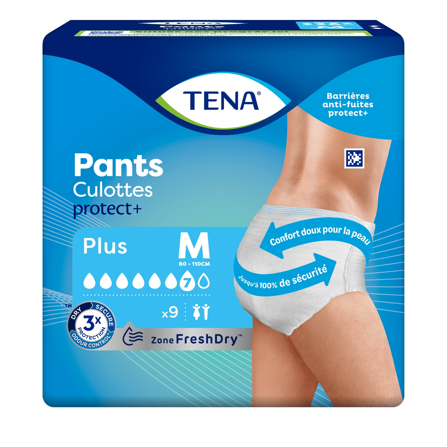 Tena Culottes Taille M, Unisexe, Sous-vêtements Absorbants Jetables pour Incontinence, Lot de 9