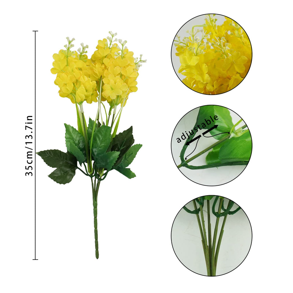 Yuejia Lot de 4 bouquets artificielles de jacinthes jaunes - 35 cm