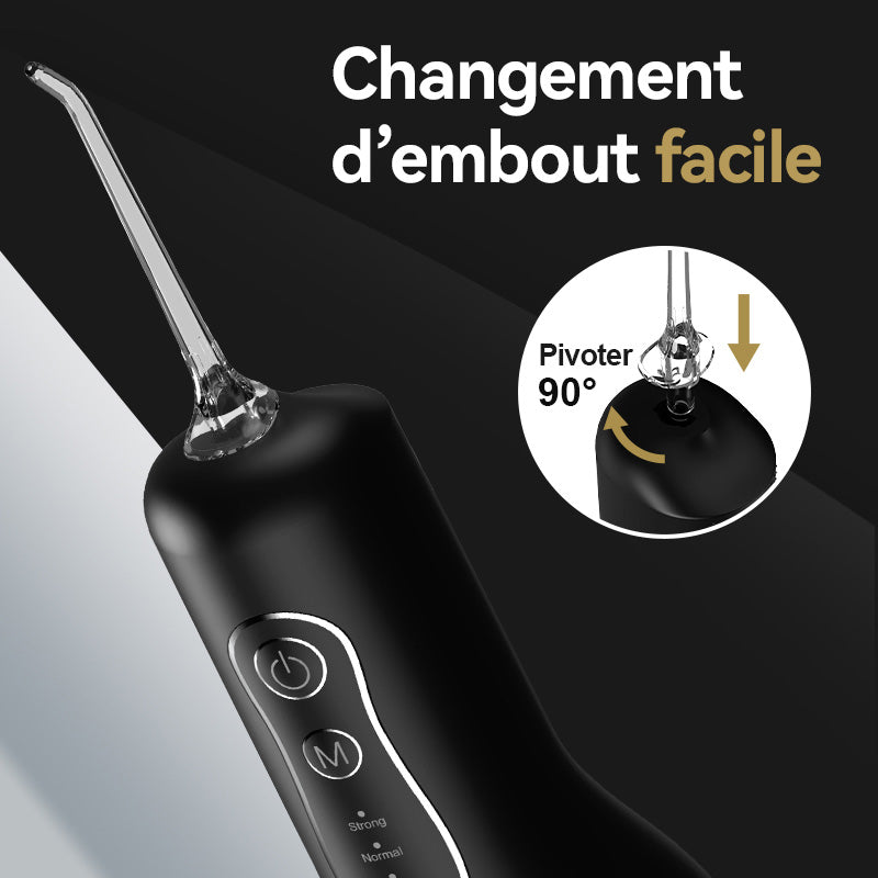 Sunluxy Hydropulseur Dentaire Portable Sans Fil, 140 PSI, Flux d’eau Pulsé Haute Pression, 4 Modes, Réservoir d’eau Amovible 260 ml, Autonomie de 50 Jours