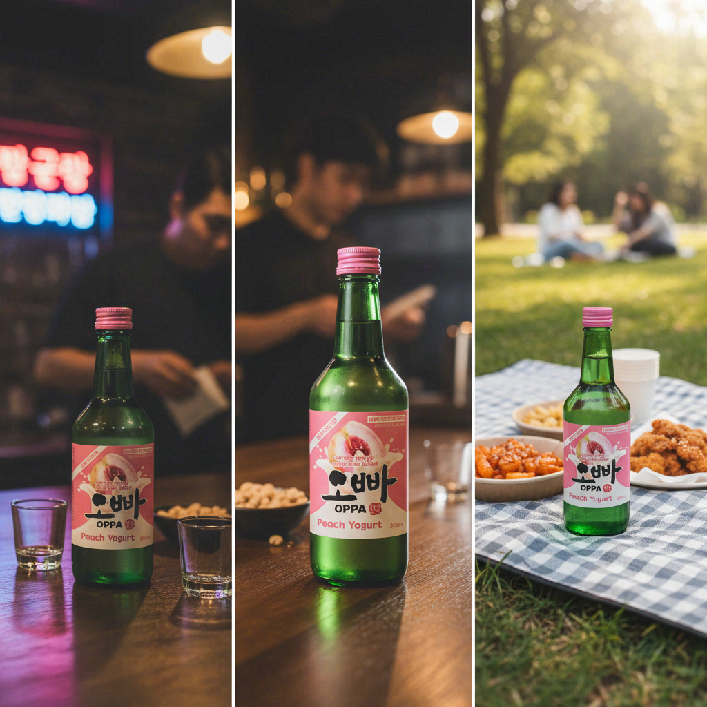 OPPA Soju saveur yaourt à la pêche 12 % - 20 x 360 ml