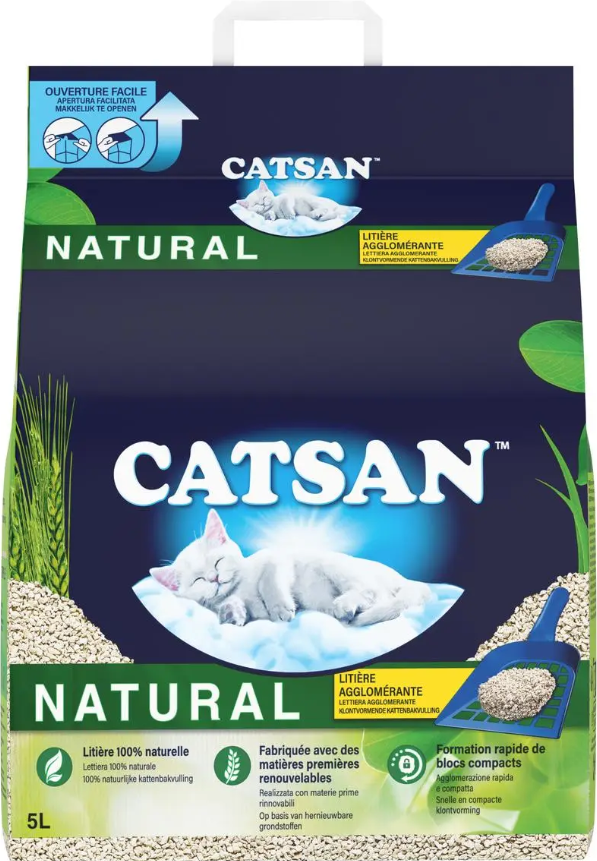 CATSAN™ NATURAL Agglomérante Litière Végétale pour chat 5L