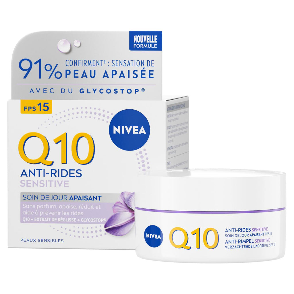 NIVEA Q10 Crème Anti-Rides Sensitive Soin Jour visage FPS 15 50 ml