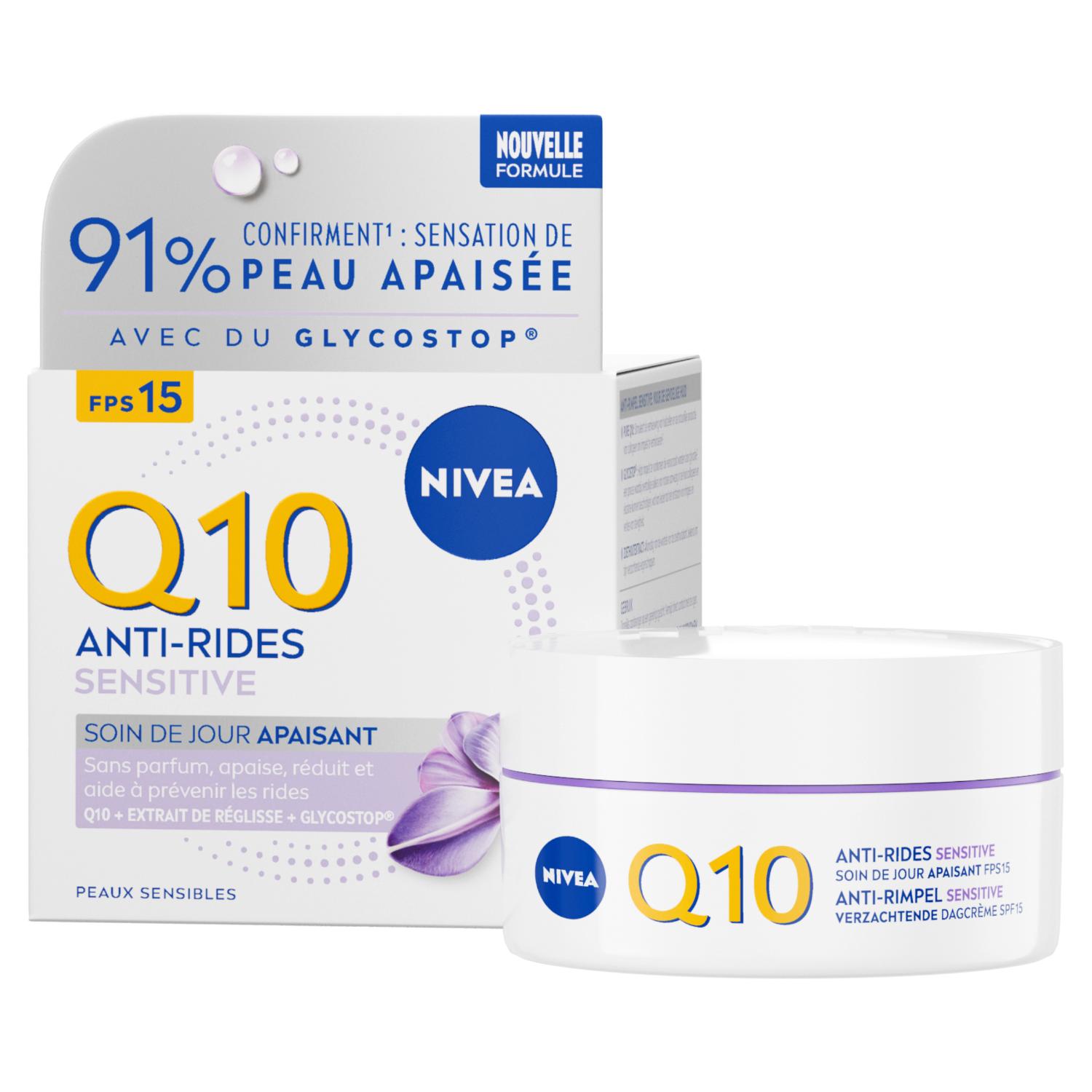 NIVEA Q10 Crème Anti-Rides Sensitive Soin Jour visage FPS 15 50 ml