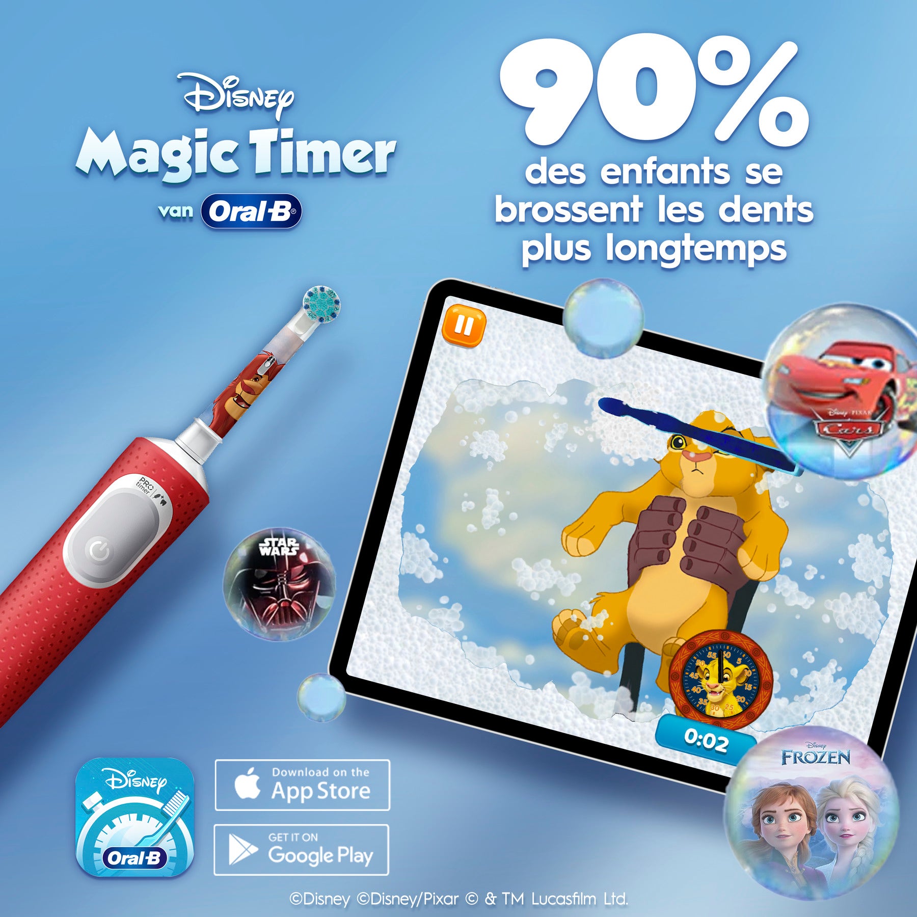 Oral-B Vitality Pro Kids Le Roi Lion Brosse à Dents Électrique pour Enfants – 2 Modes de Brossage pour Enfants de 3ans+, Tête Ronde Douce sur les Gencives, Disney Magic Timer