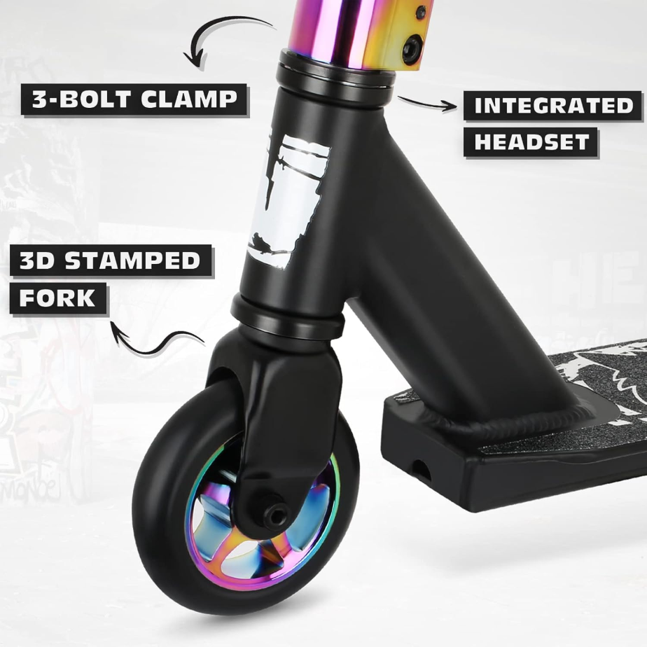 VOKUL Pro Trottinette acrobatique légère en aluminium, Débutant, 6 ans et plus, BMX style libre, Noir