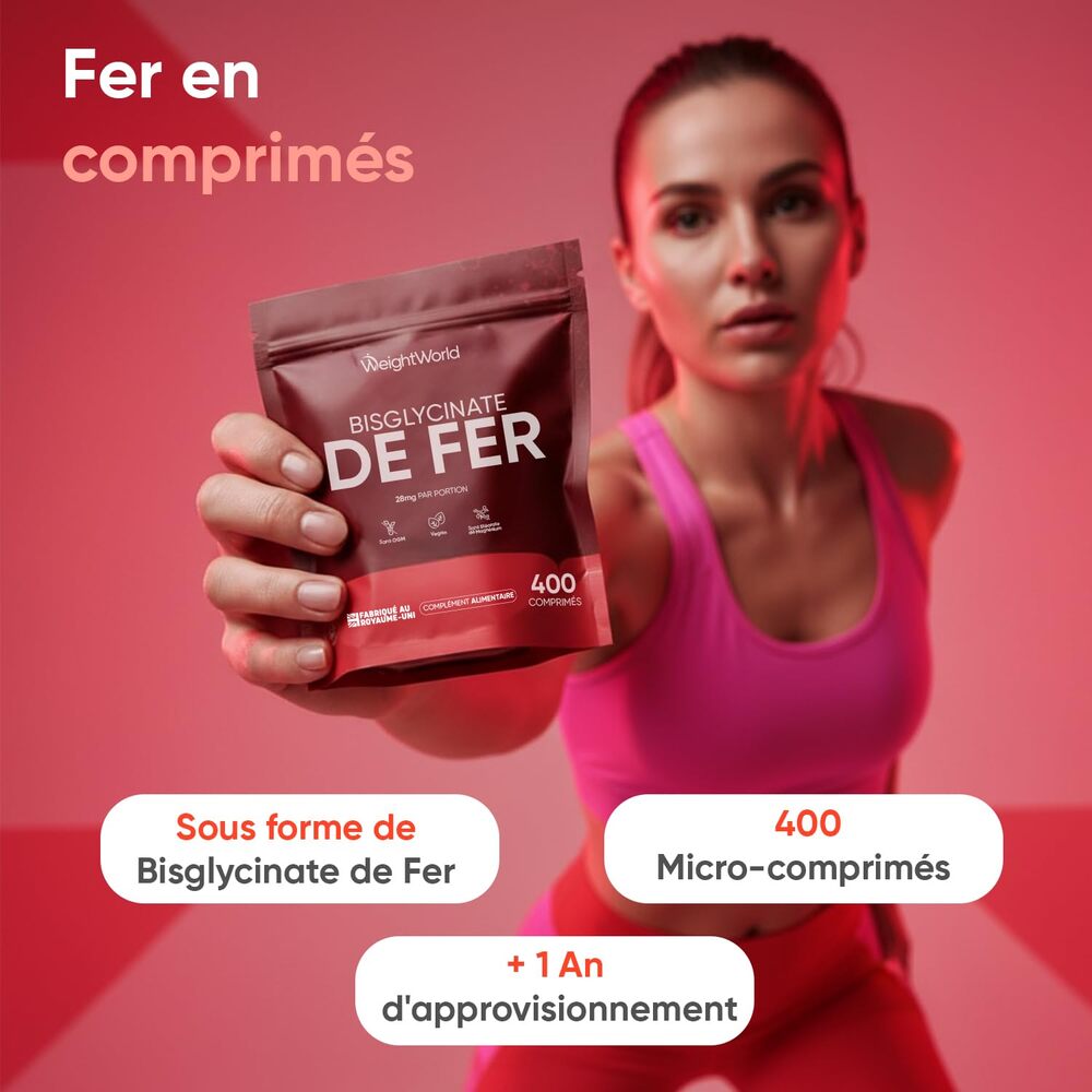 WeightWorld Bisglycinate de fer 28 mg - 400 comprimés