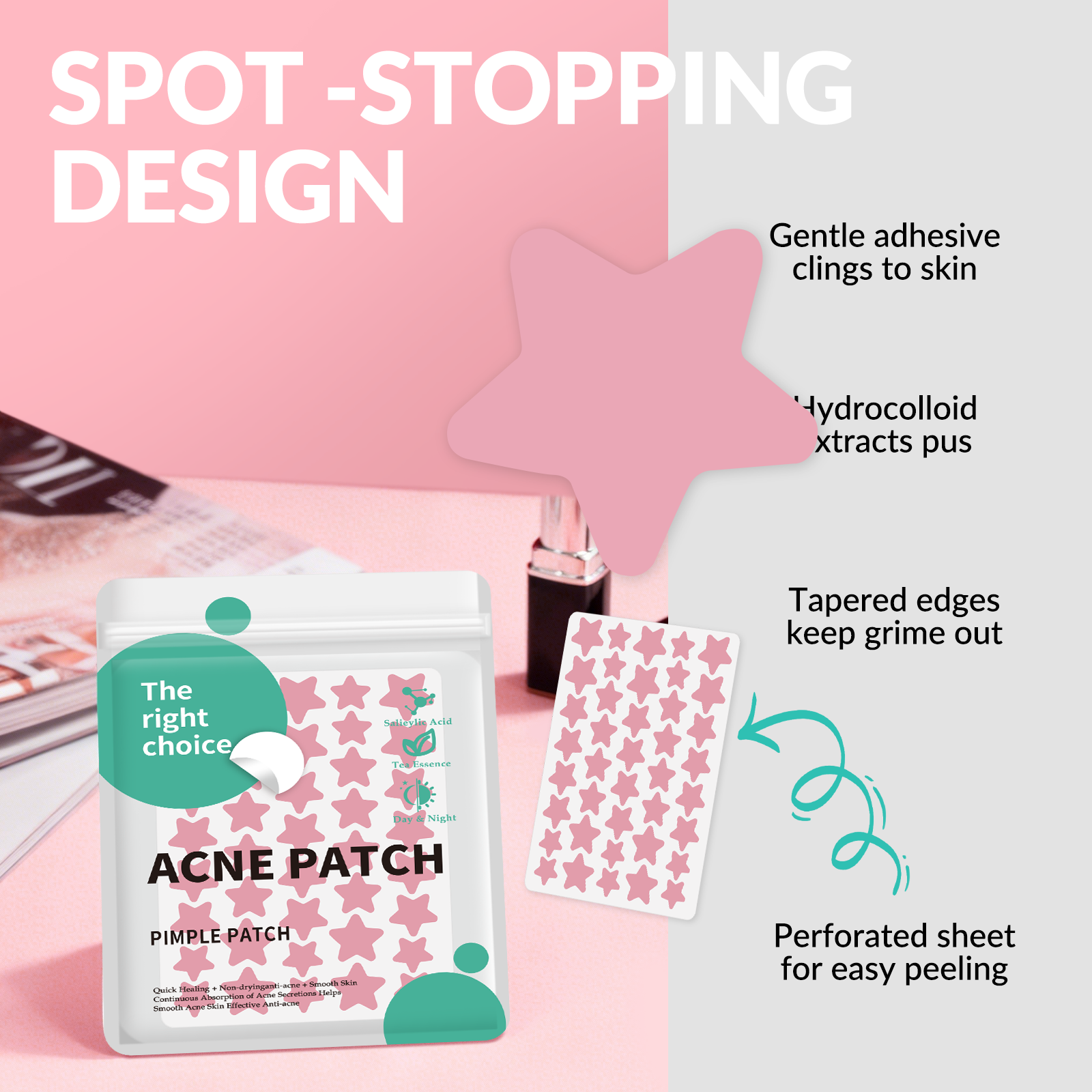 GAONLY Lot de 40 patchs anti-acné en forme d'étoile (5 feuilles)