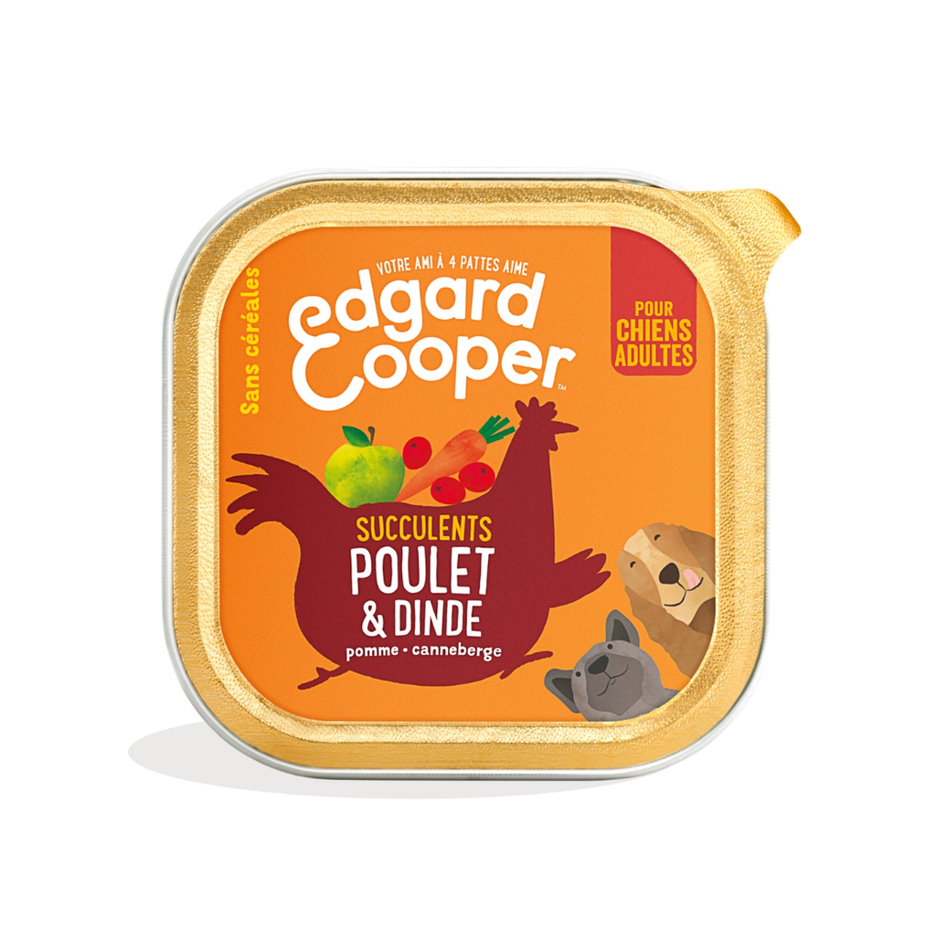 Edgard & Cooper Pâté Sans Céréales Poulet & Dinde Pour Chiens Adultes - 9*100 g