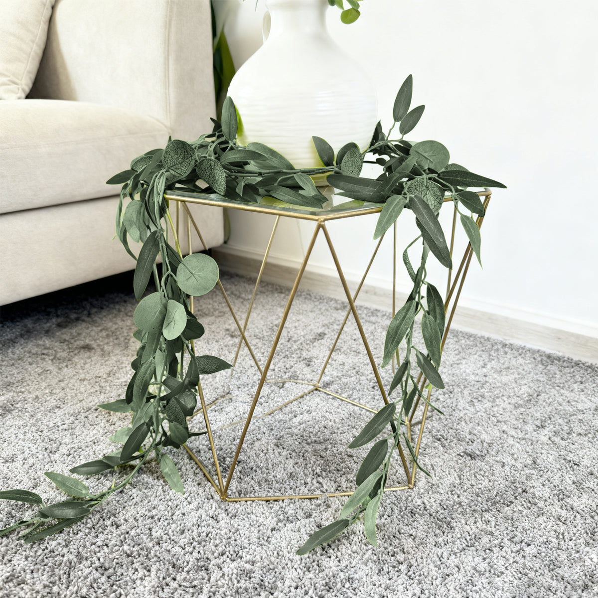 Wei's moment 2 pièces 6,5 ft Guirlande d'eucalyptus artificiel avec feuilles de saule Vignes de verdure suspendues artificielles Ruban de table Guirlande pour arche de fond de scène de mariage Décoration murale
