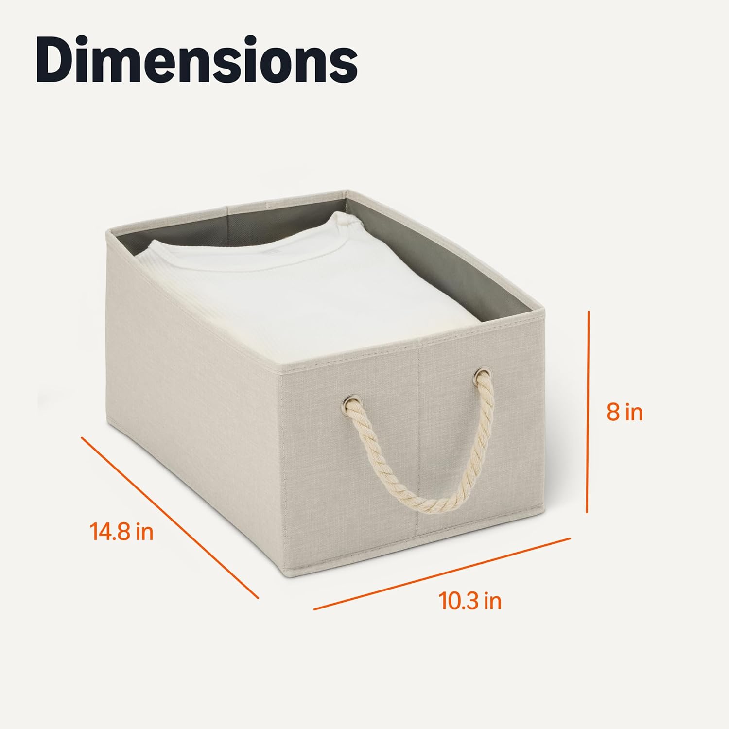 ANQI Lot de 3 boîtes de rangement pliables en lin avec poignées en corde