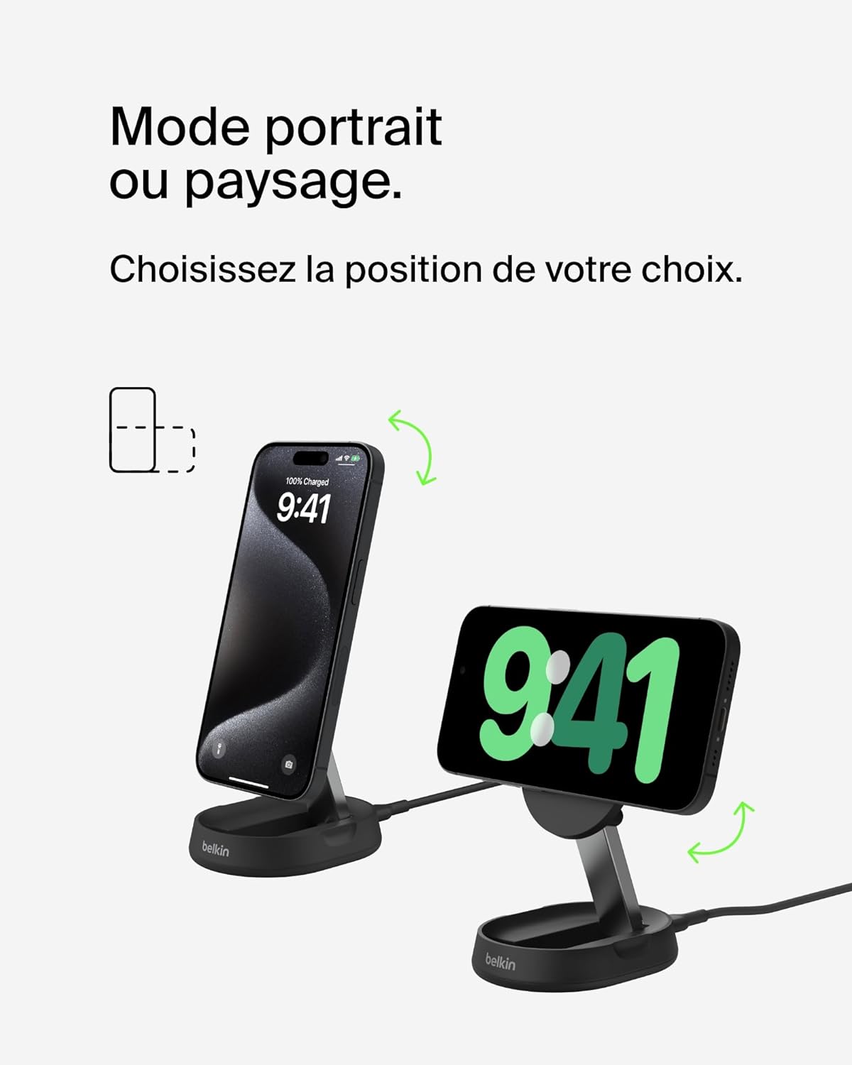 Belkin BoostCharge Pro Chargeur Sans Fil Magnétique et Pliable, Chargeur Magnétique Qi2 15W, Chargeur à Induction Compatible MagSafe pour iPhone 16/15/14, AirPods, Adaptateur Secteur 20W Inclus - Noir