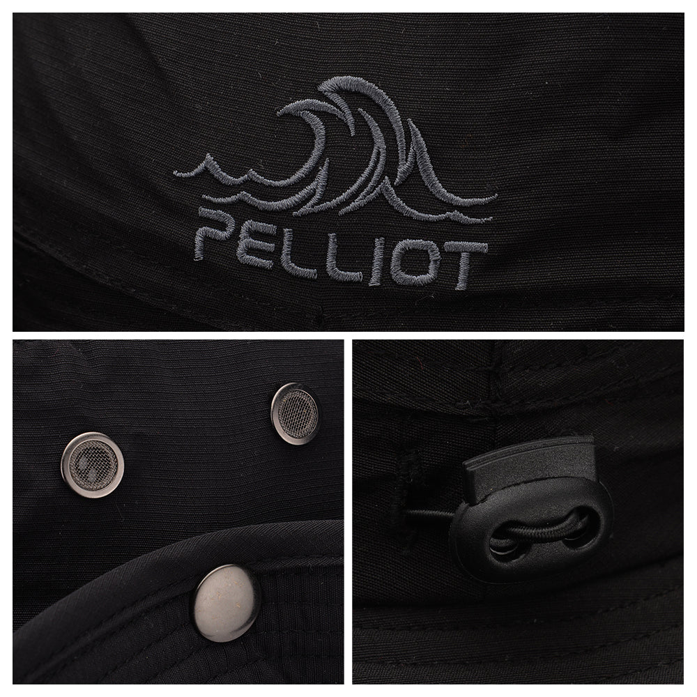 PELLIOT Chapeau de pêcheur d'extérieur Noir Unisexe Camping Voyage Imperméable Durable