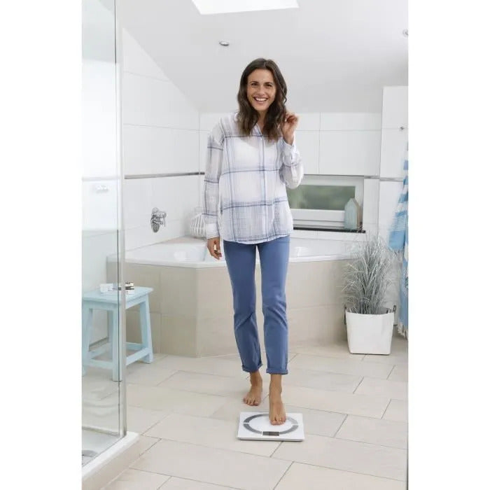 Medisana BS 444 Balance Connectée Impédancemètre jusqu'à 180 kg, Bluetooth, BMI/Muscle/Graisse Corporelle/Masse Osseuse avec l'application Vitadock+, Blanc