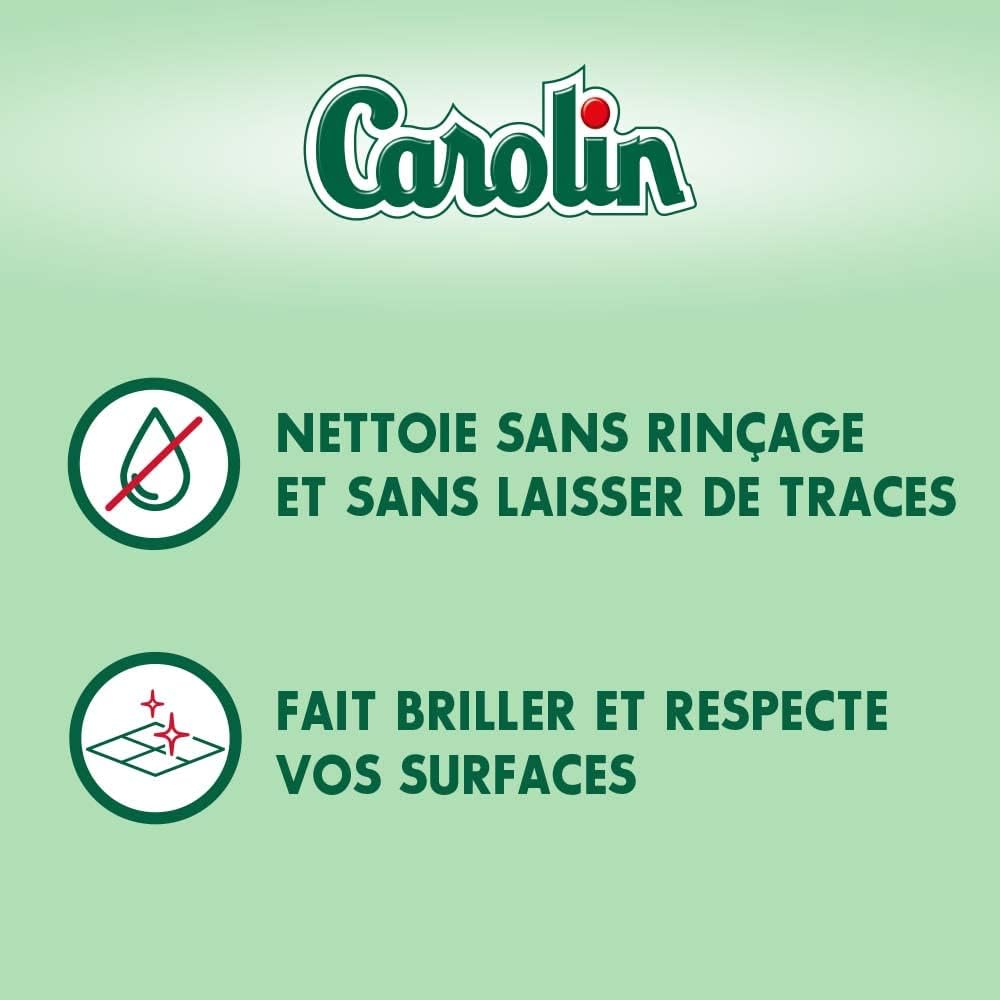 Carolin Nettoyant Multi-Surfaces aux Huiles Essentielles, Sans Rinçage, Pivoine & Musc Blanc, 1 L