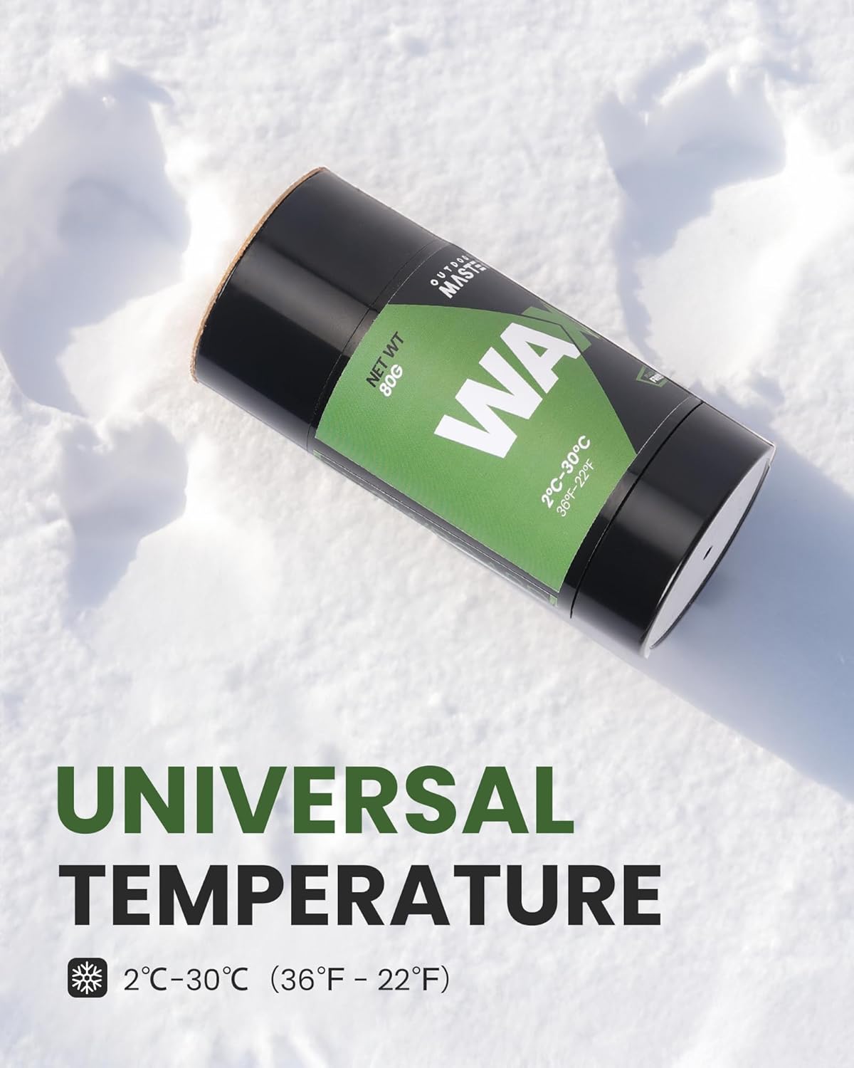 OutdoorMaster Cire de ski et snowboard Update Rub-on, universelle et portable, 80 g