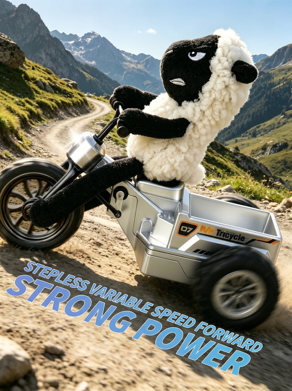 Tricycle de drift RC 1:18 rechargeable, peluche mouton, vitesse proportionnelle, LED, bac de rangement, véhicule tout-terrain 3 roues, cadeau enfants 6+, 1 pc, blanc