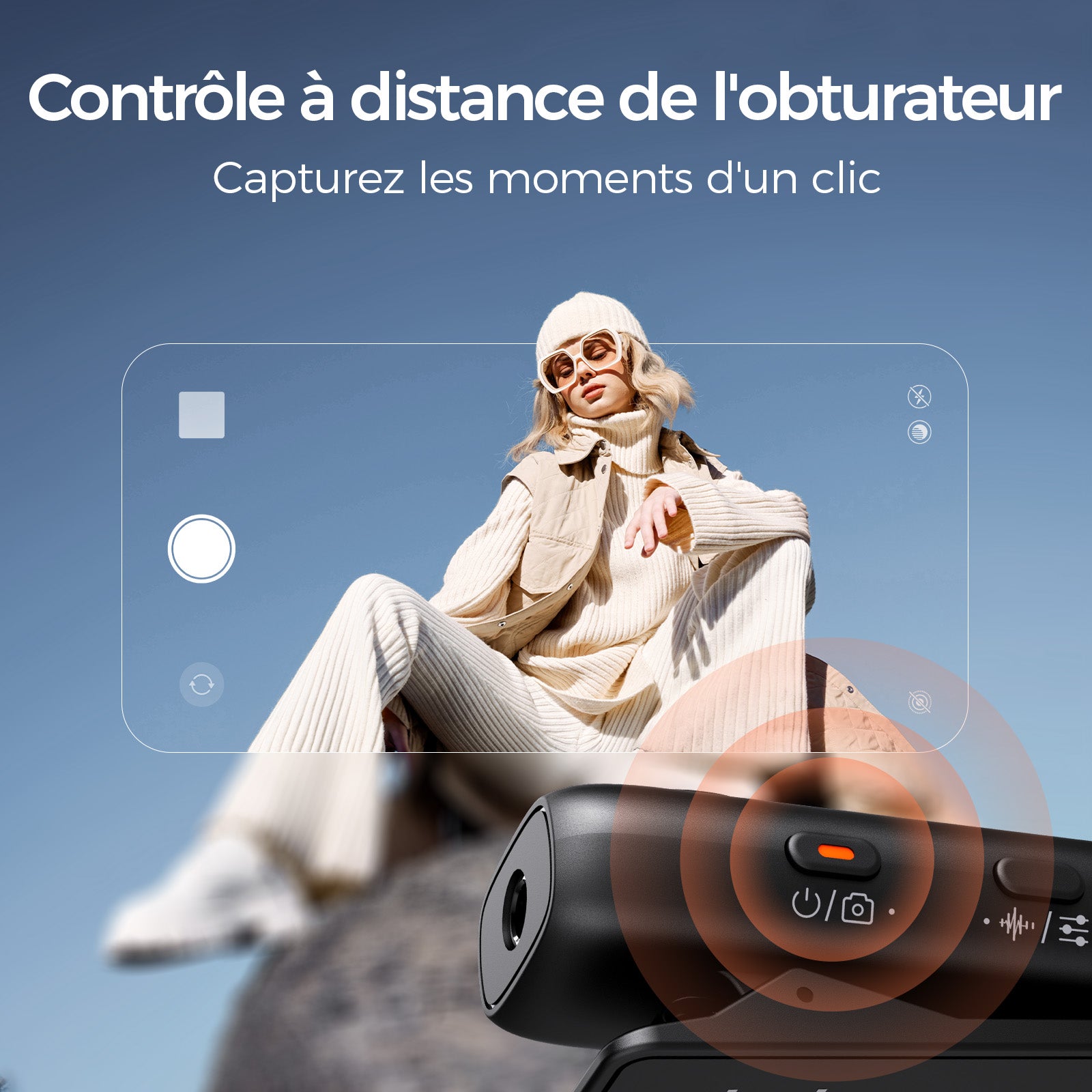 hohem Micro-cravate sans fil, Réduction de bruit DSP 3 niveaux, Portée 100 m, Autonomie 20 h, Déclencheur à distance, Enregistrement de sauvegarde TF