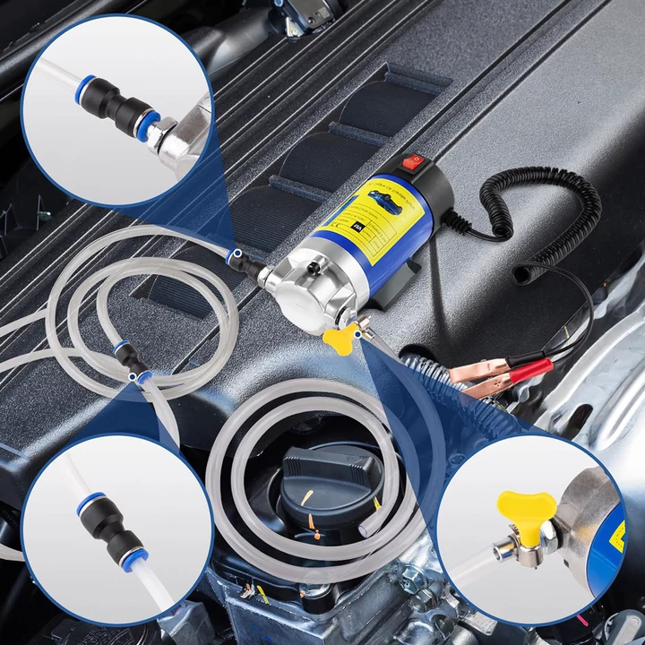 EAFC Pompe à huile portable 12 V, débit 1 à 4 l/min avec extraction-aspiration de liquide pour voitures, motos et bateaux