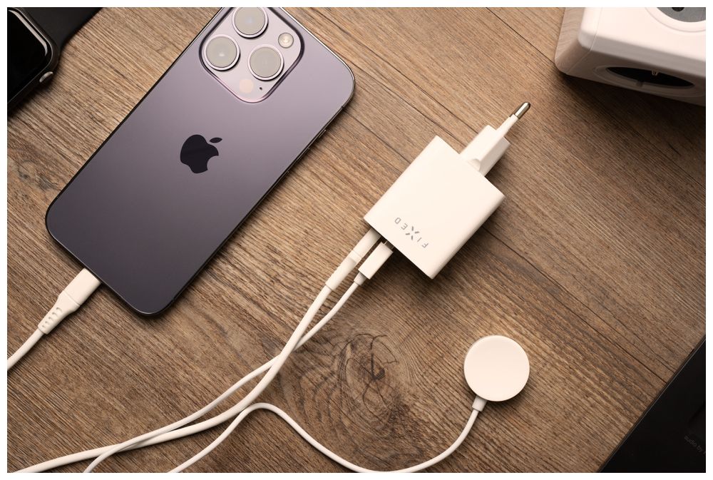 FIXED Chargeur de voyage mini USB-C/USB 45W, Blanc
