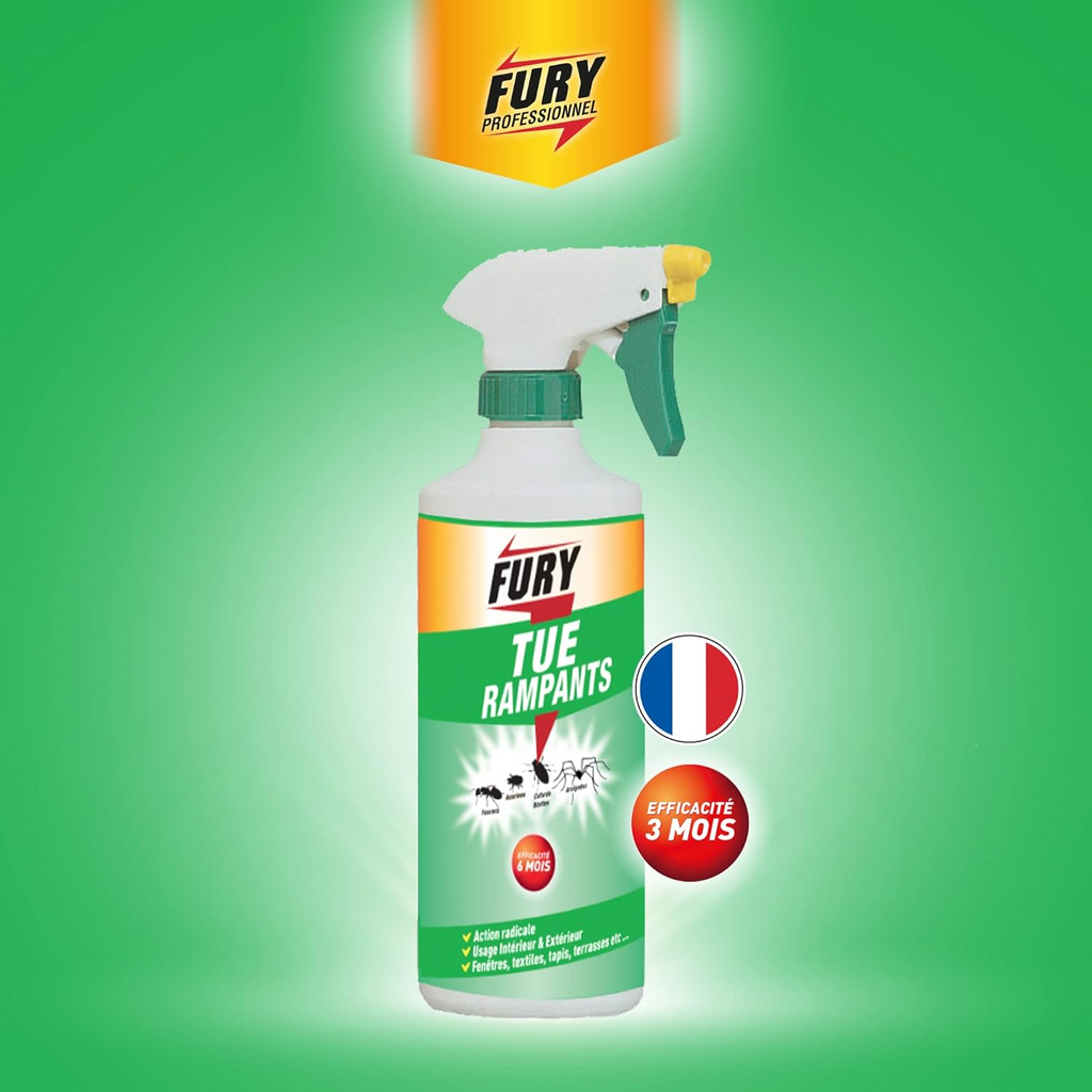 FURY Spray insecticide insectes rampants protection 6 mois intérieur et extérieur 500 ml