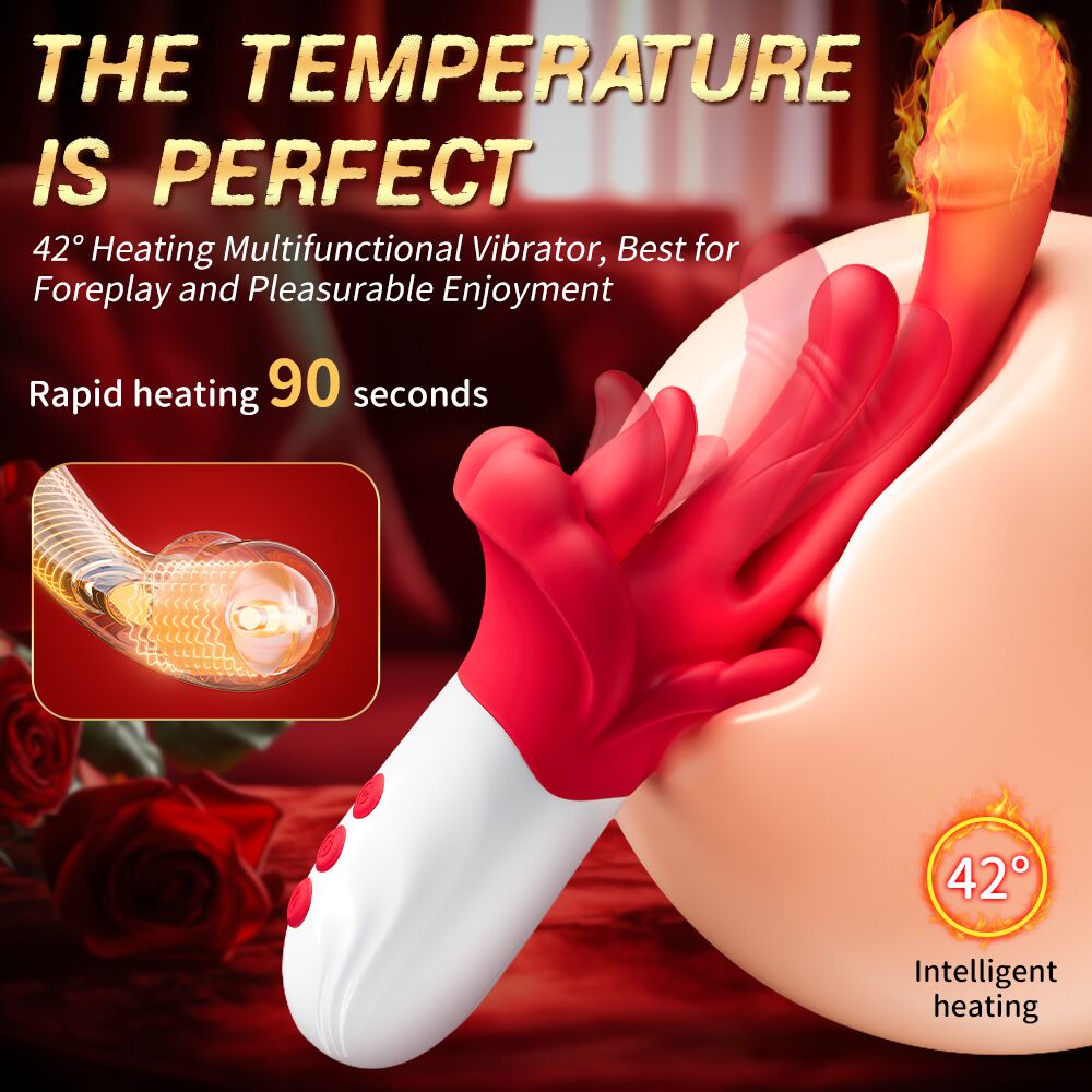 AAV 3-in-1 Zungen-Vibrator Sexspielzeug für Frauen, 23,1 cm, 1 Stück, Rot-Weiß, mit 10 Zungen-Leck-Modi, 5 Schwing-Modi & Heizfunktion, IPX6 wasserdicht, leise & wiederaufladbar