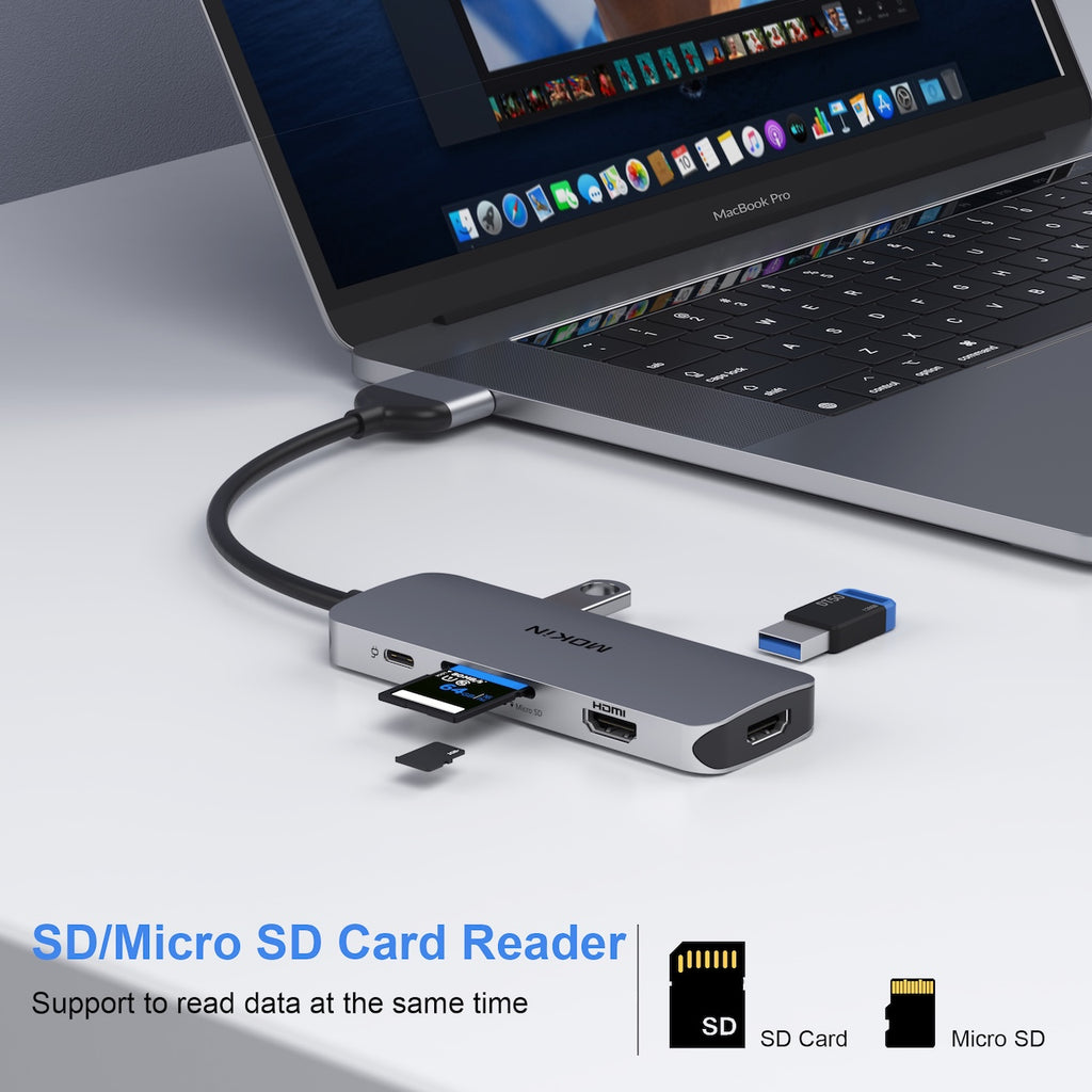 MOKiN Station d'accueil 2 USB-C vers 2 HDMI + 3 USB 3.0 + PD + SD/TF