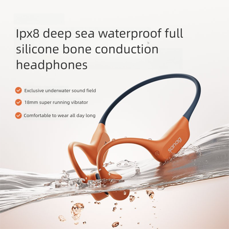 Sanag B77S Pro Max Écouteurs de natation à conduction osseuse IPX8, 64 Go - Gris