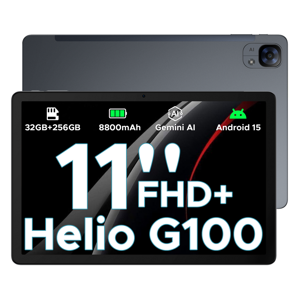 DOOGEE Tab E3 Tablette Android 15 IA, 32 Go + 256 Go/2 To, 11 pouces FHD+ et 90 Hz, Tablette de jeu IA Gemini Helio G100, Batterie 8800 mAh, Boîtier métallique ultra-fin 7,5 mm