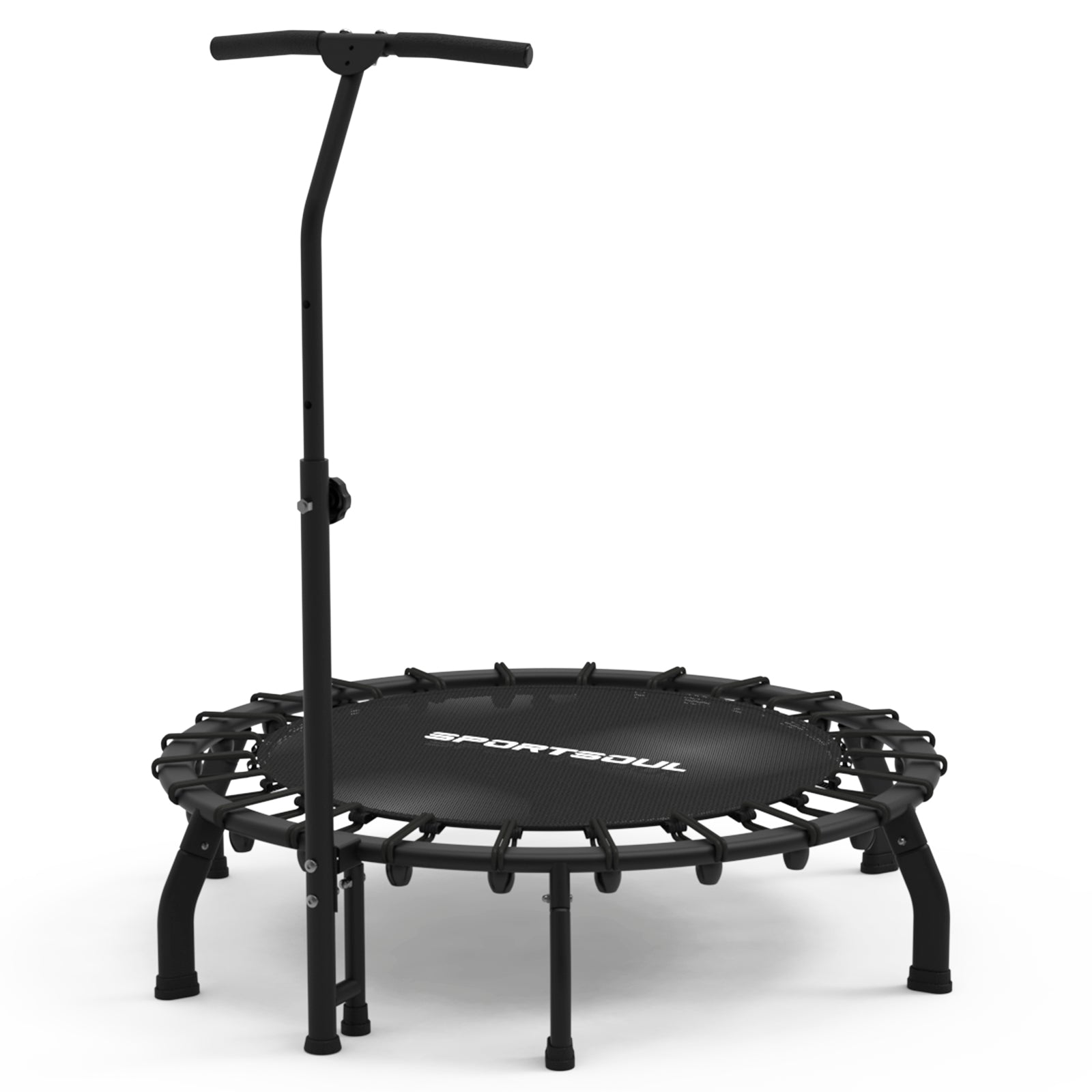 SPORTSOUL Trampoline de fitness rond de 42 pouces avec bandes de résistance élastiques, appareil d'exercice d'intérieur peu encombrant, charge maximale de l'utilisateur 120 kg