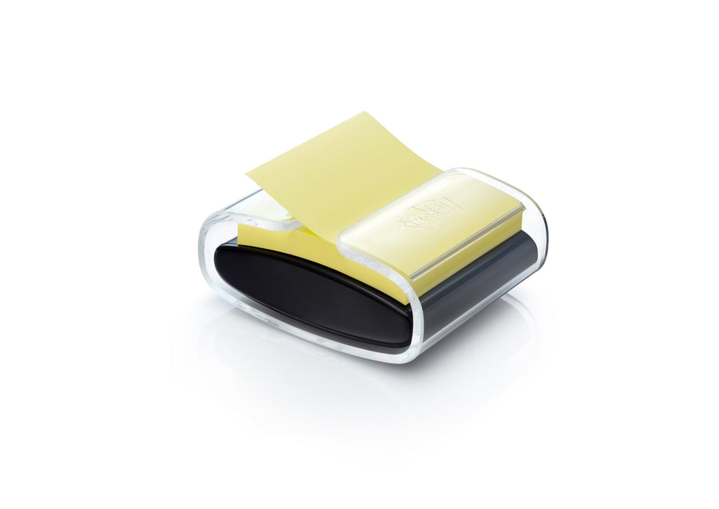 Post-it® Distributeur Z-Notes, PRO, Noir + Post-it® Z-Notes ultra adhésifs, Jaune canard, 76 mm x 76 mm, 90 feuilles/feuille, 1 feuille/lot