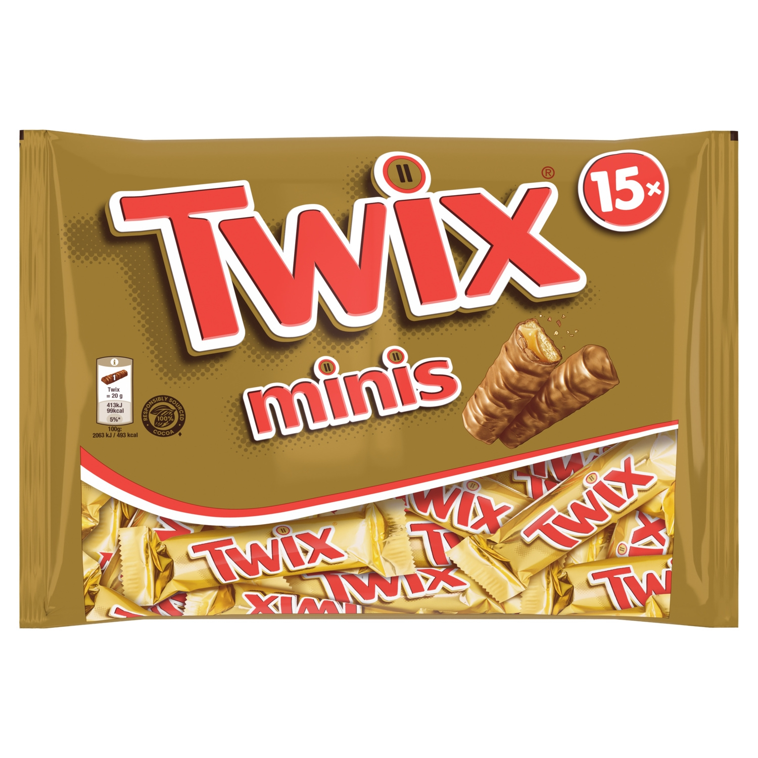 TWIX Mini Barres Chocolatées Caramel le sachet de 15 minis barres