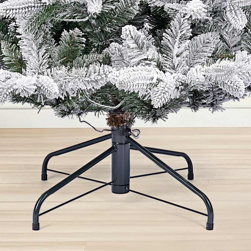 SALCAR Sapin de noël enneigé avec 1230 branches et éclairage 300 LED blanc chaud - 180 cm