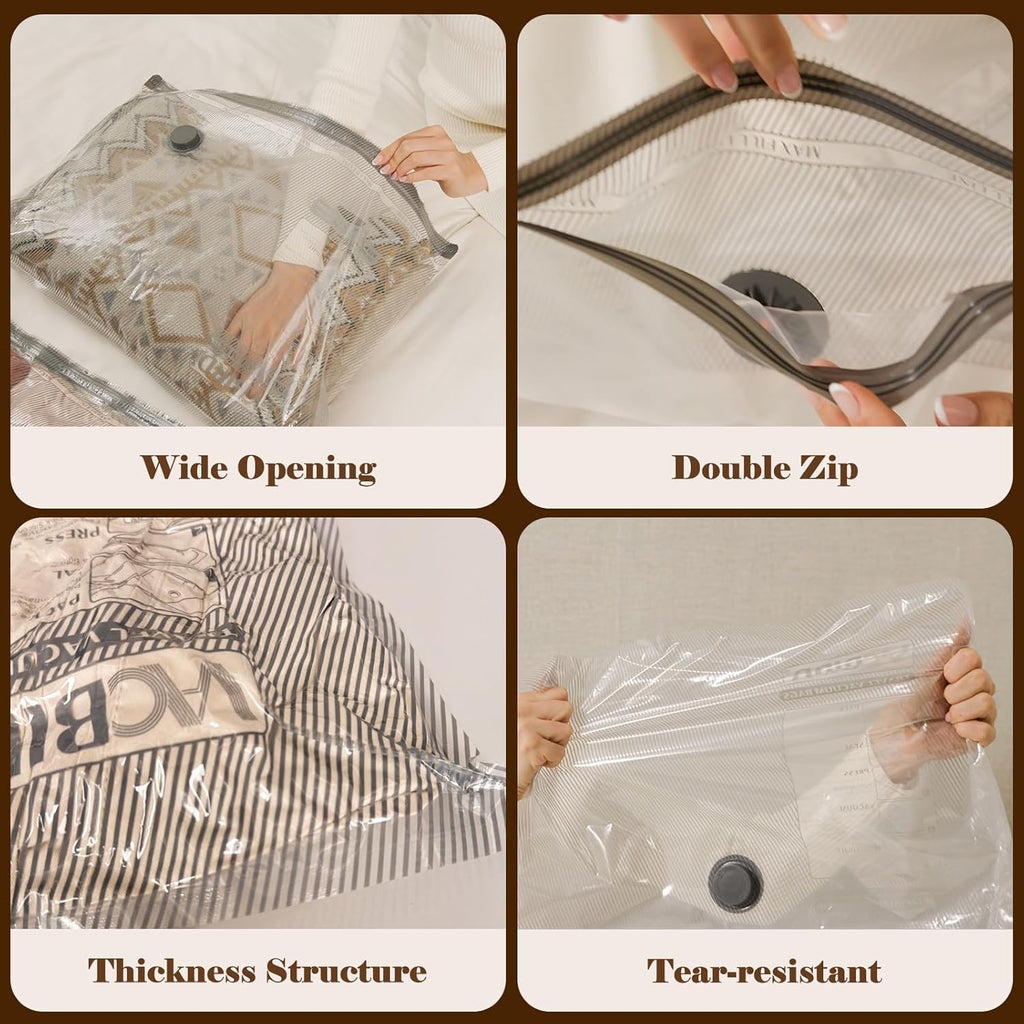 HOMOH Sacs sous vide pour vêtements avec pompe sous vide sans fil, lot de 15 (5 x 40 x 50 cm, 5 x 40 x 60 cm, 5 x 50 x 60 cm), réutilisables, pour voyage, literie et déménagement