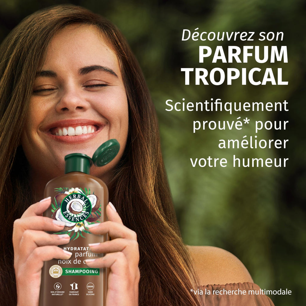 Herbal Essences Routine Hydratation Parfum Noix de Coco avec Shampooing 250 ml, Après-shampooing 200 ml Et Masque 500 ml