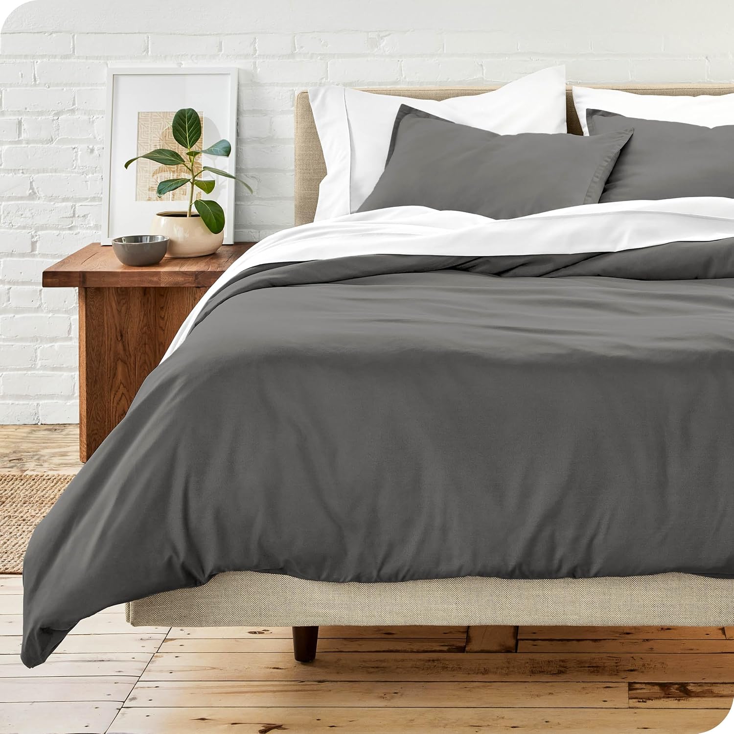 MENDALE Housse de couette - Ensemble de literie de qualité supérieure - Housse de couette 220*240 cm avec taie d'oreiller 80*80 cm - Microfibre douce brossée - Gris foncé et gris clair