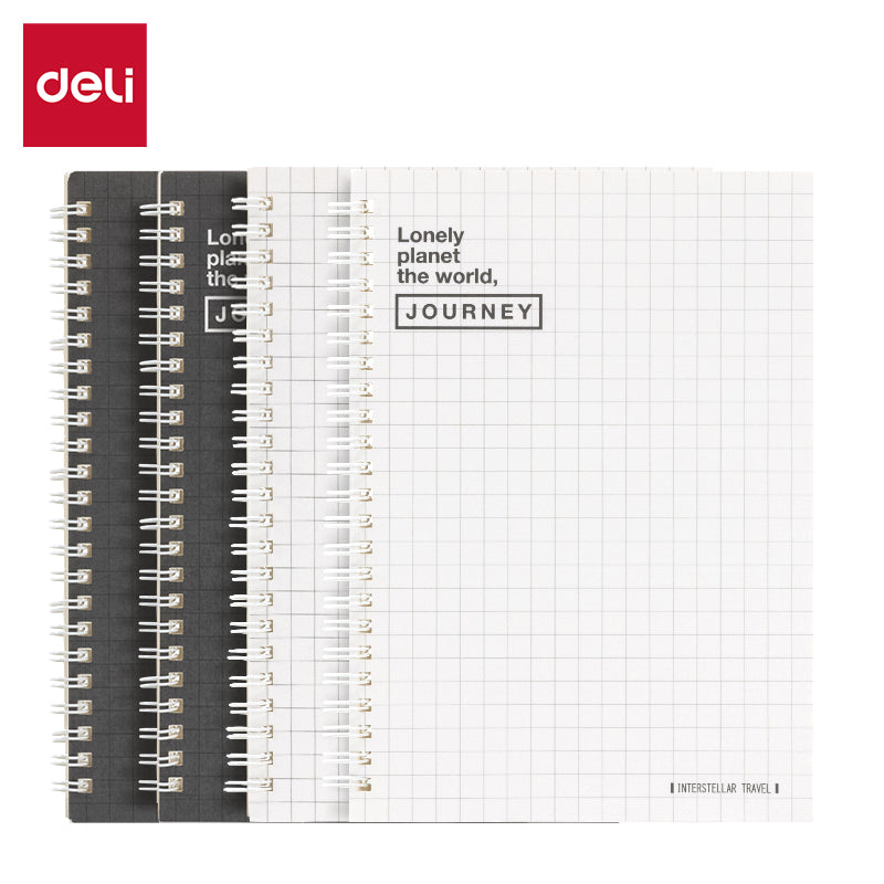 Deli Rhythm Series Lot de 4 carnets à spirale A5, papier ligné 70g/m² - 80 feuilles/160 pages
