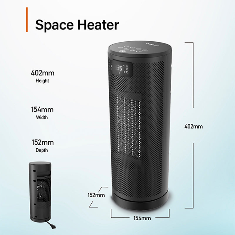 OmniHeat Radiateur soufflant céramique 1800 W avec télécommande, 4 modes de chauffage et mode éco, minuterie 24 h, thermostat réglable 5–35 ℃, chauffage électrique oscillant, protection de sécurité