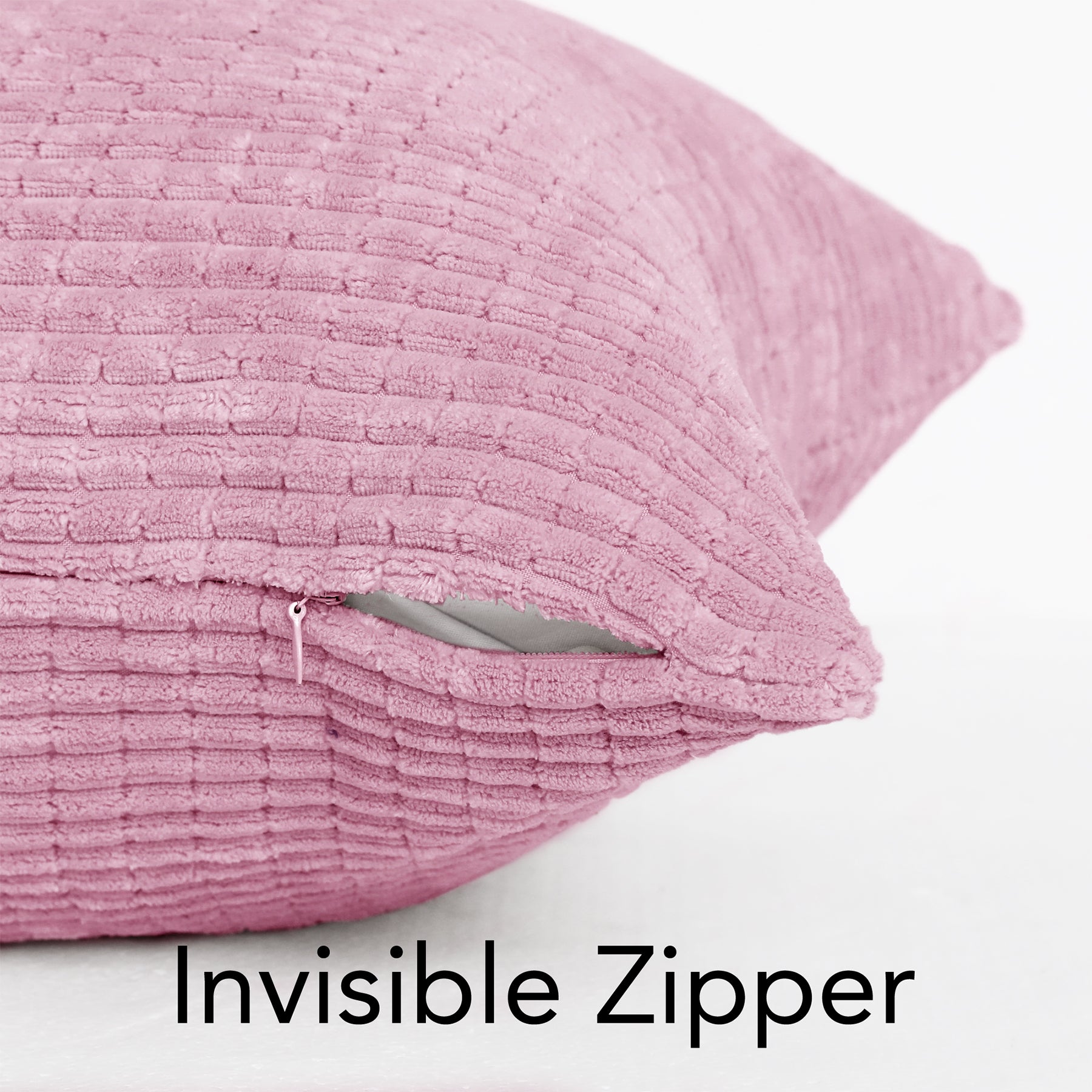 Deconovo Housse de coussin en velours, coloris rose, 45 x 45 cm, 1 pièce