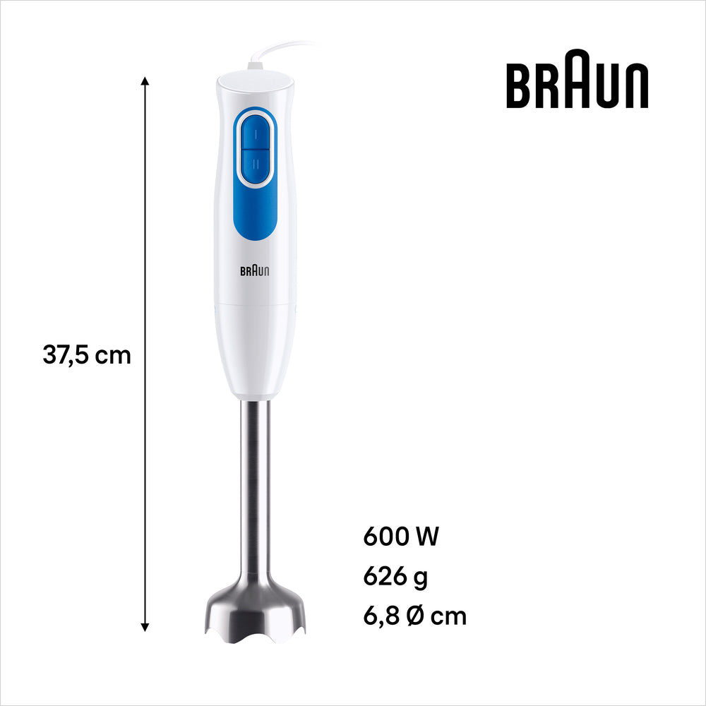 BRAUN MultiQuick 2, Pied Mixeur 600W, MQ20.236M, Blanc