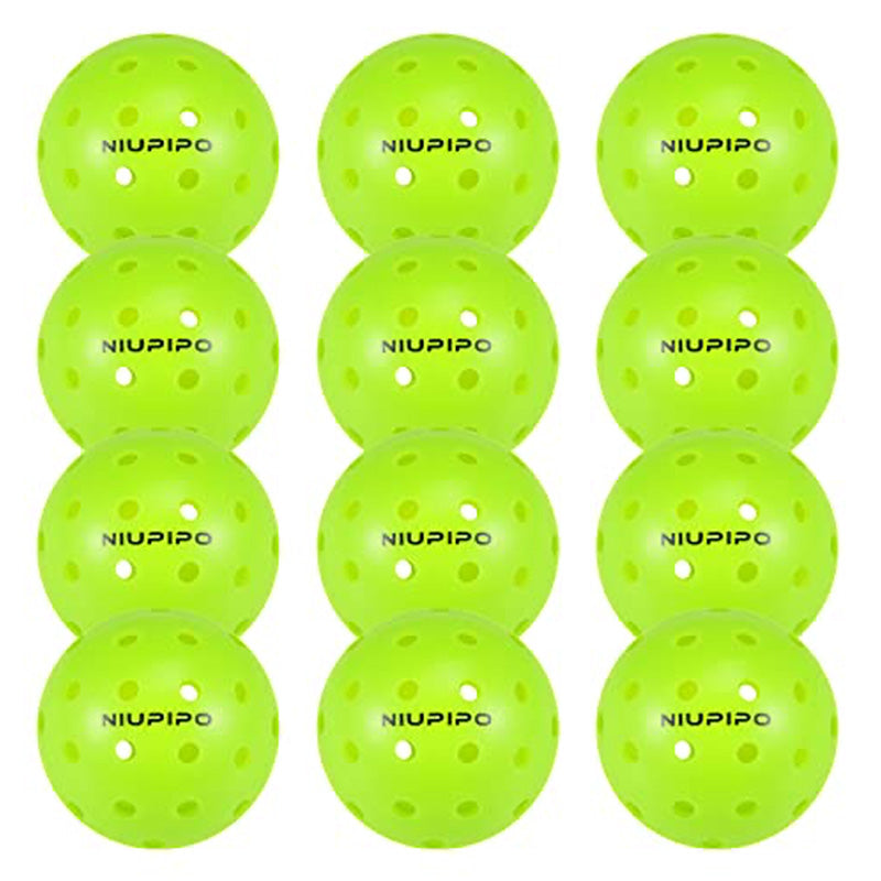 NIUPIPO Lot de 12 balles de pickleball en PE pour extérieur – 74 mm
