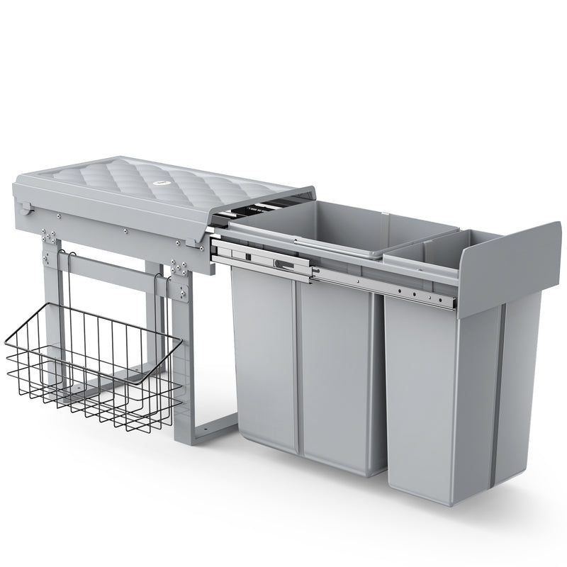 Lovewind Poubelle Tandem (10 L + 20 L) – Poubelle de Cuisine / Système de Tri des Déchets pour Meubles Bas – Pour Meubles de 300 mm de Large et Plus
