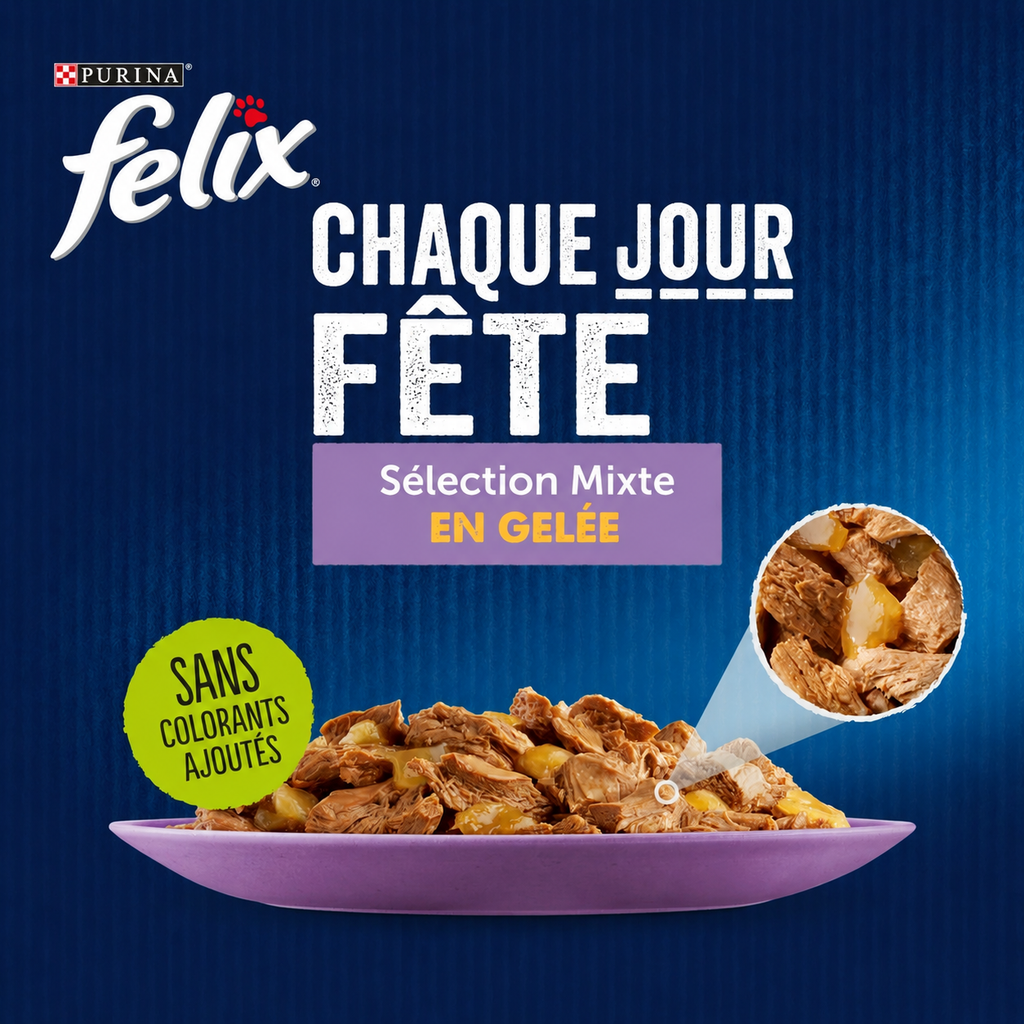 Felix Every Day Party Mix Sélection en Gelée Nourriture Humide pour Chat 44x85 g
