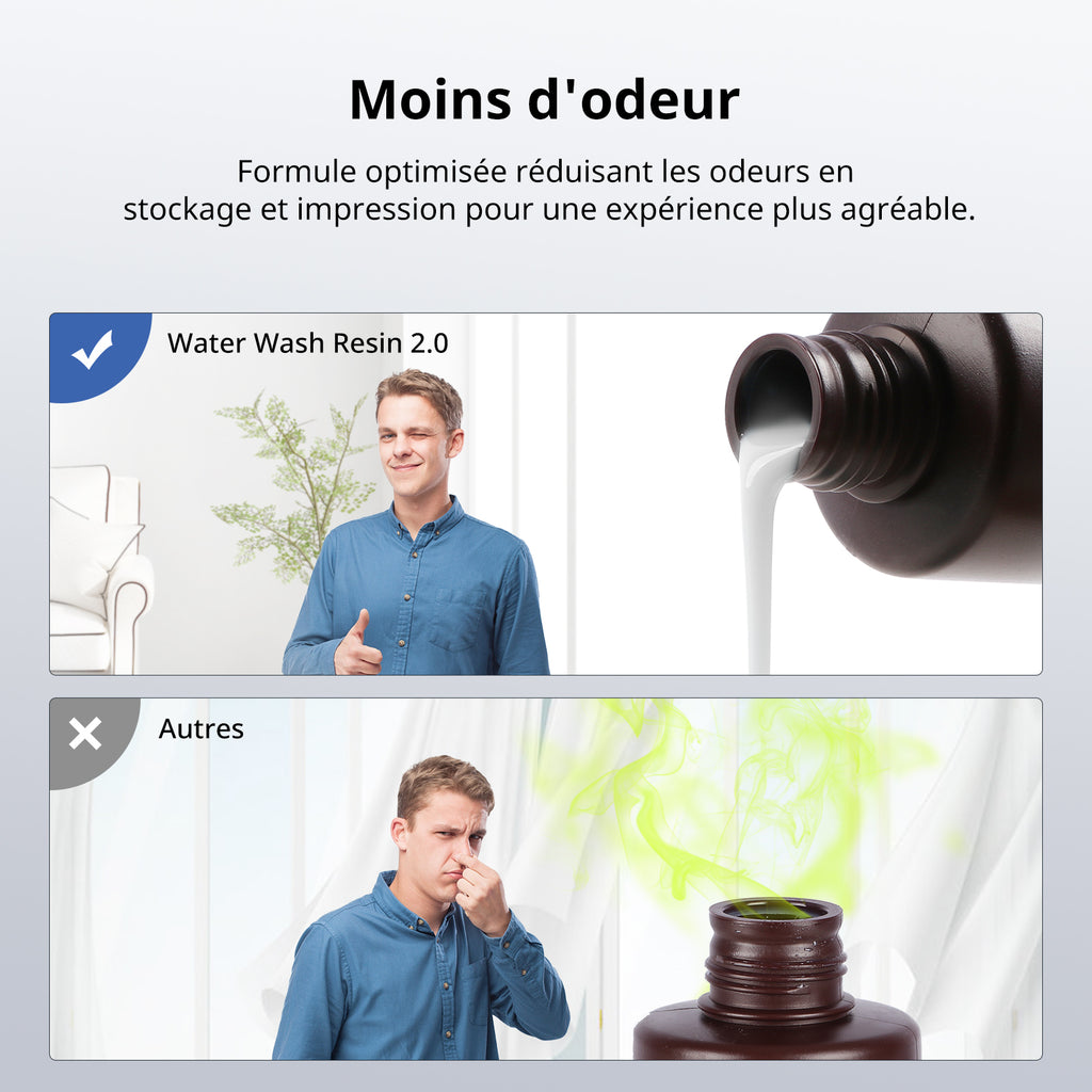ANYCUBIC Résine Lavable à l'Eau 2.0, 405nm UV, Faible Odeur, Nettoyage Facile pour Imprimantes 3D LCD/DLP/SLA, Transparente, 1 kg
