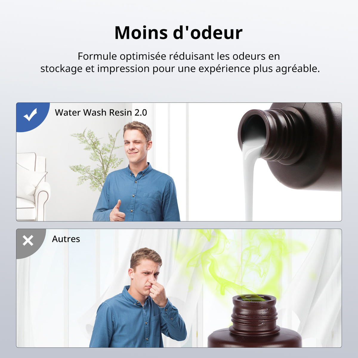 ANYCUBIC Résine Lavable à l'Eau 2.0, 405nm UV, Faible Odeur, Nettoyage Facile pour Imprimantes 3D LCD/DLP/SLA, Transparente, 1 kg