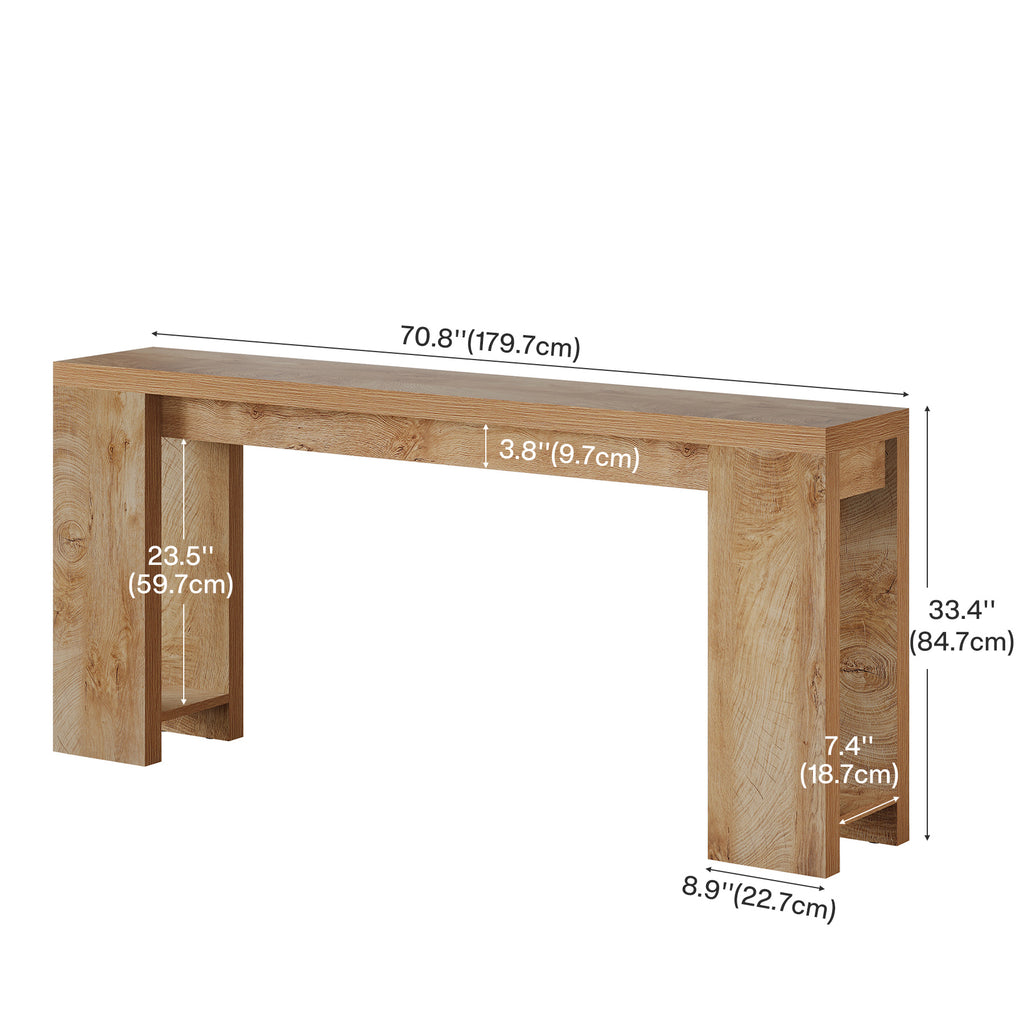 Tribesigns Table console, 160 x 29,5 x 85 cm, Table d'appoint, Table de couloir, Table de canapé pour petites pièces, Table de canapé en bois, Style campagne pour entrée, Couloir, Salon, Chêne clair