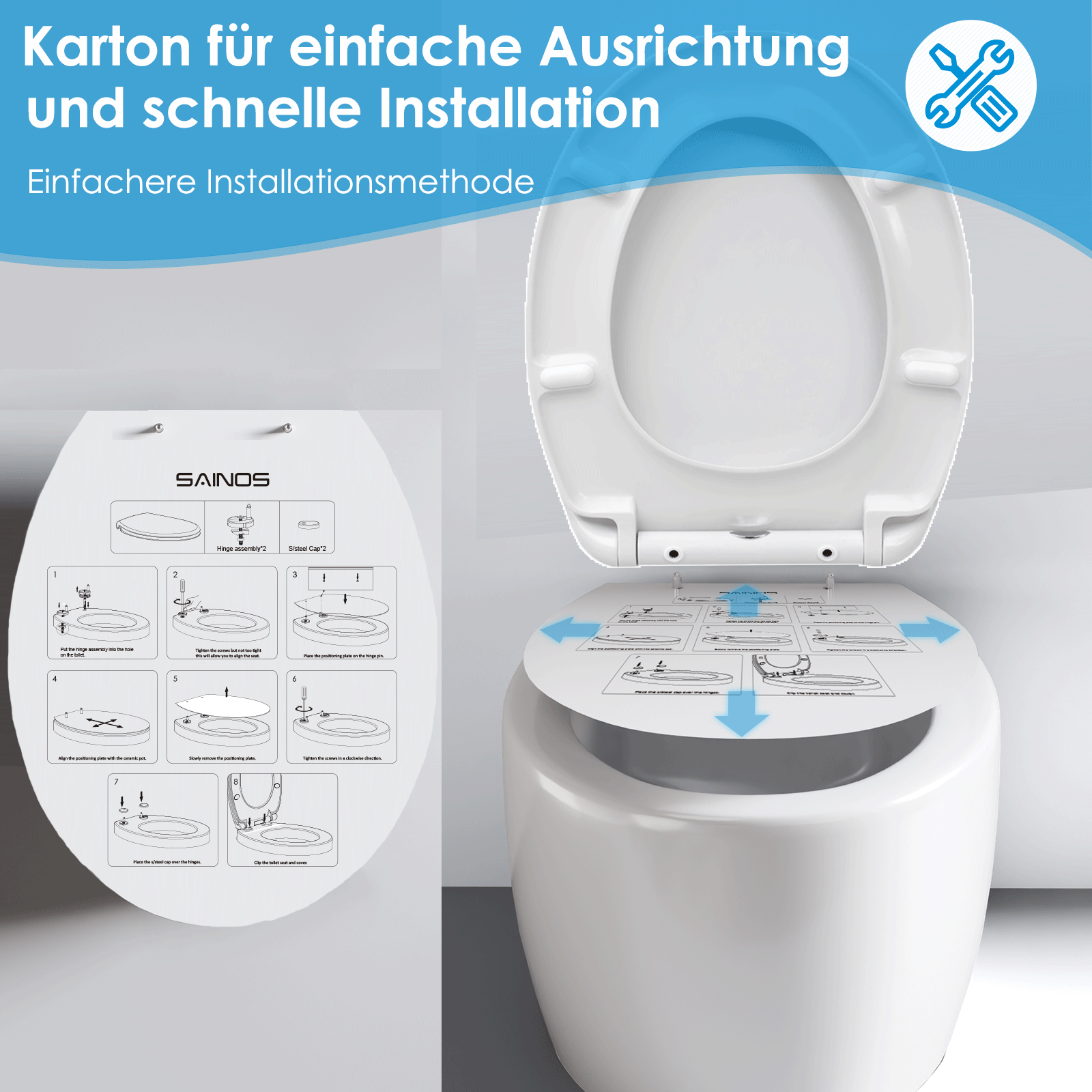 HomSeat Abattant WC en forme de O de qualité supérieure avec fonction d’arrêt en douceur – Fabriqué en plastique de haute qualité, 38,5 x 37,0 cm, 1 ensemble