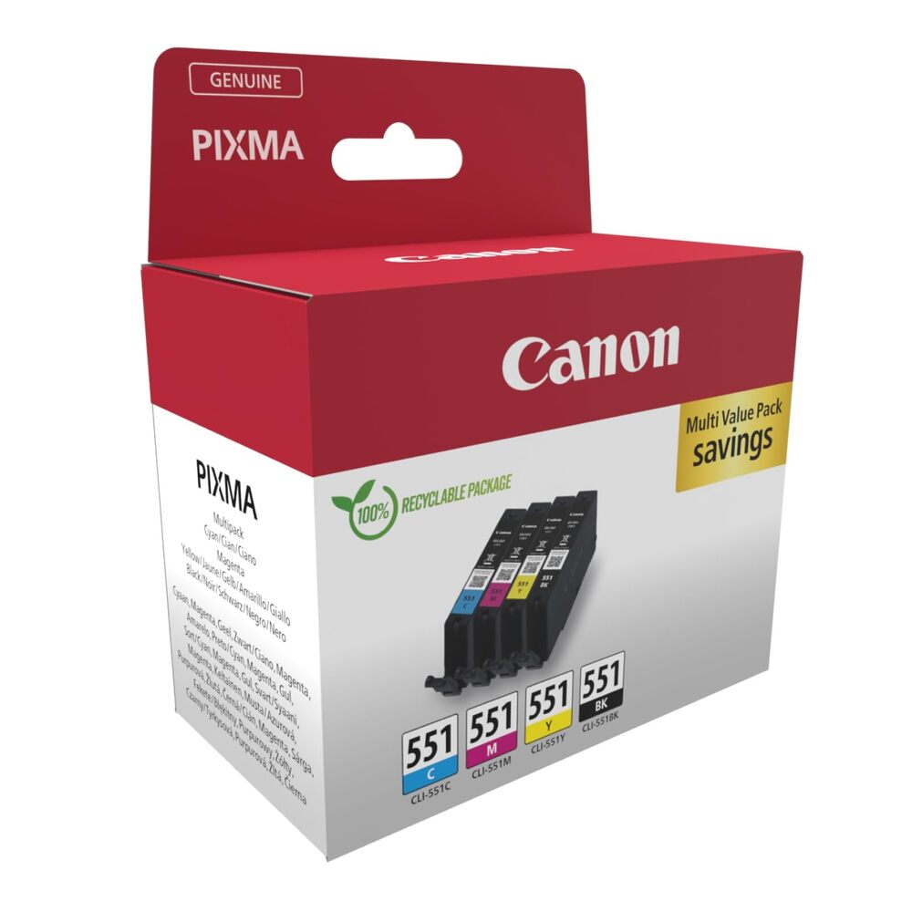 CANON Lot de 4 cartouches d'encre 6509B016 noir, cyan, magenta, jaune